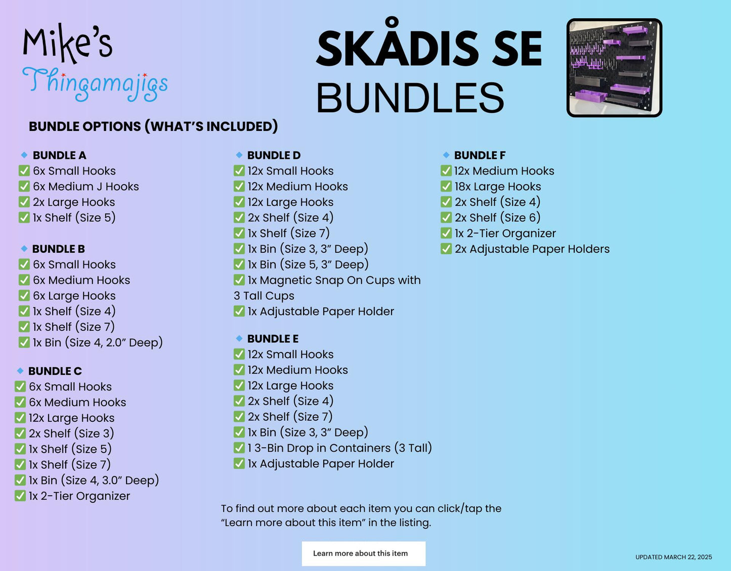 SKÅDIS Accessory Bundles – Special Edition Colors, Bins, Shelves, Hooks & Organizers