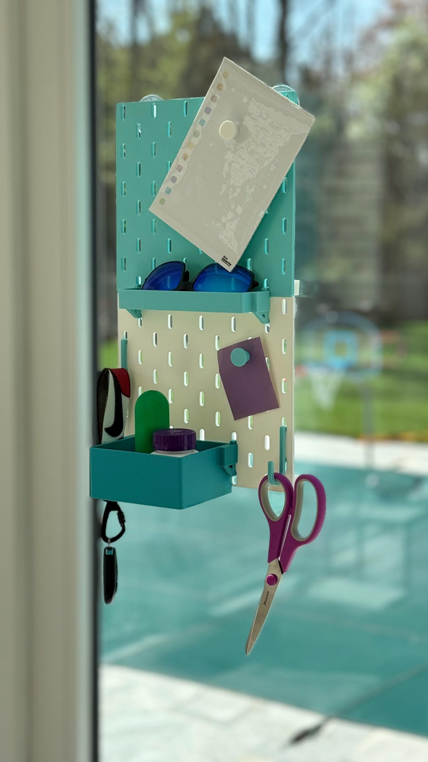 Mini SKÅDIS Board – 3D Printed IKEA Organizer, Includes Suction and Command Mounts, Bundles with Hooks, Pins, Bins and Shelf