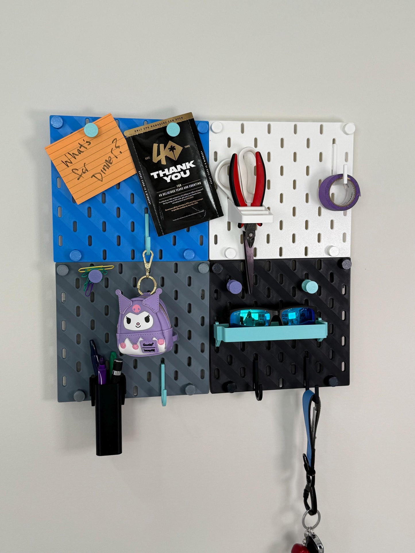 Mini SKÅDIS Board – 3D Printed IKEA Organizer, Includes Suction and Command Mounts, Bundles with Hooks, Pins, Bins and Shelf