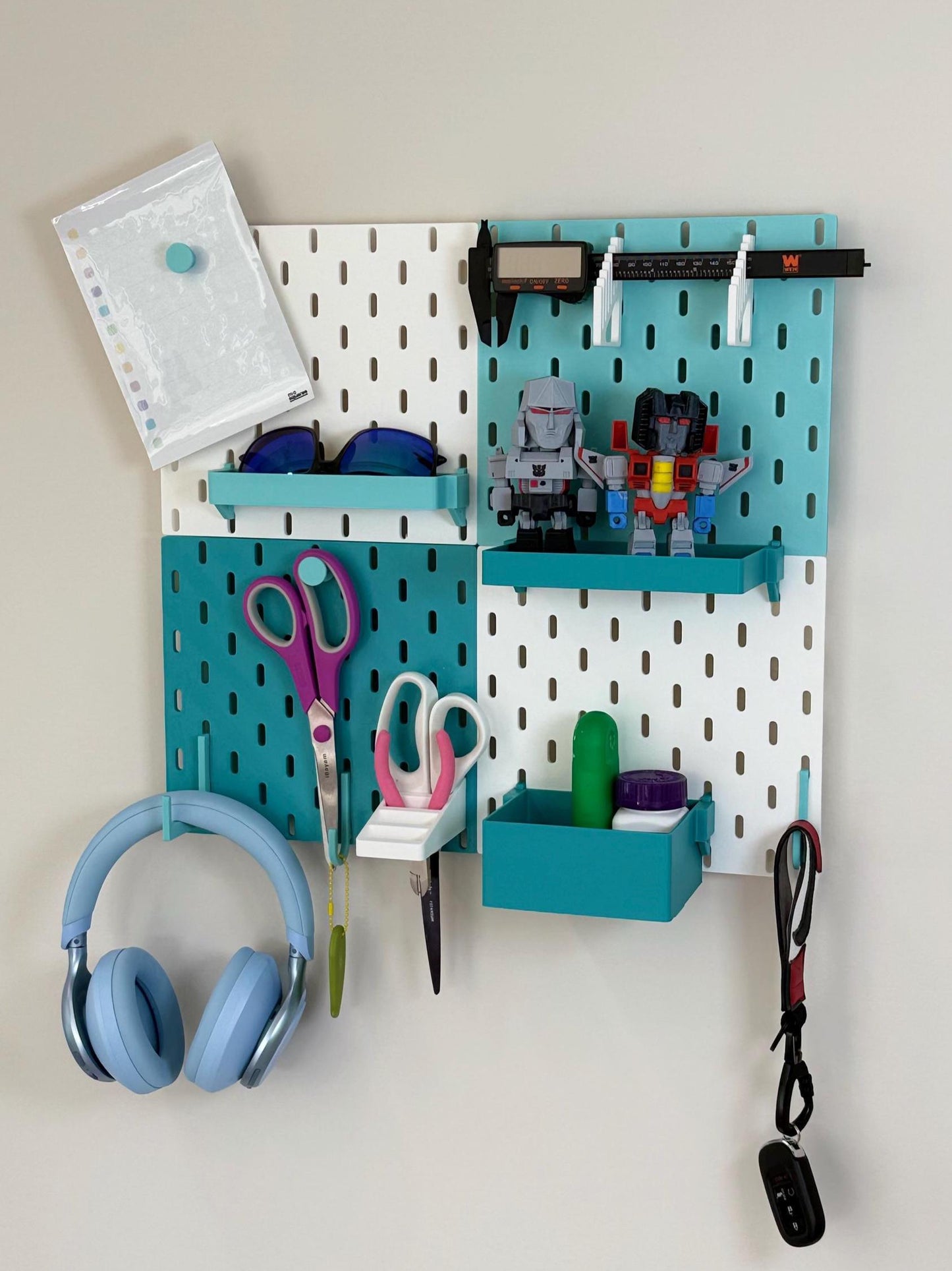 Mini SKÅDIS Board – 3D Printed IKEA Organizer, Includes Suction and Command Mounts, Bundles with Hooks, Pins, Bins and Shelf