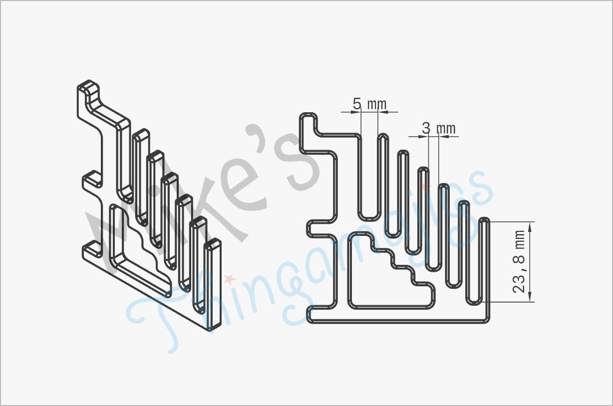 Design drawings for 1/4 inch pegboard ruler holder