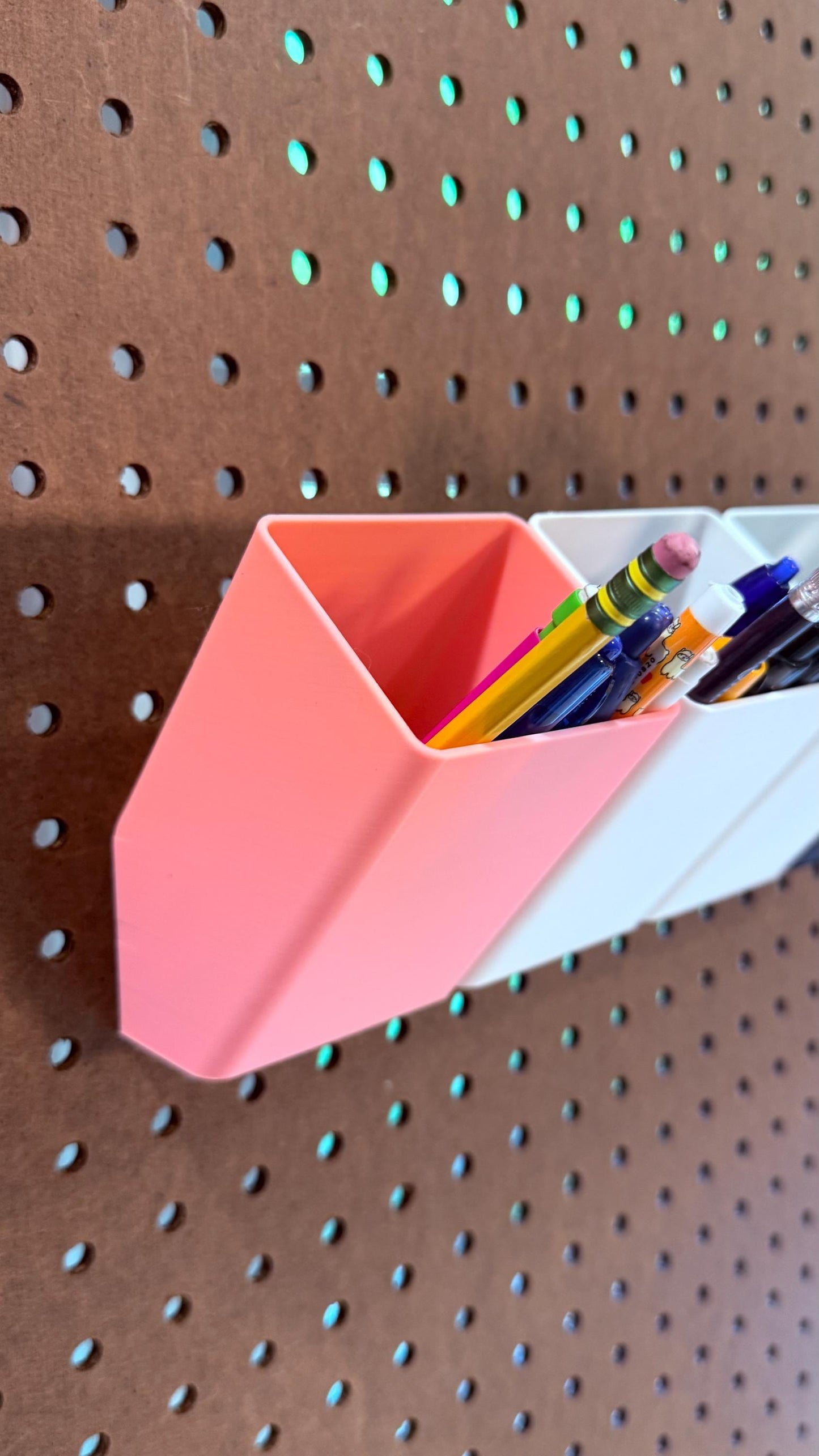 1/4” Pegboard Slanted Pencil Holder – Multiple Sizes – Open Style – 3D Printed Organizer – 30+ Colors