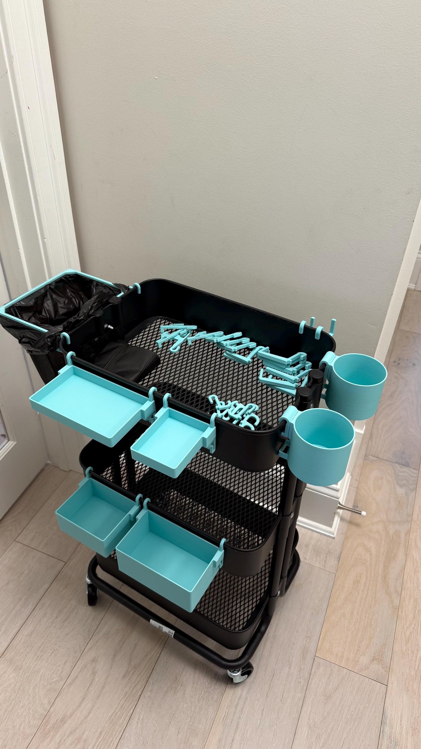 IKEA RÅSKOG Cart Custom Accessories: Shelves, Bins, Hooks, Trash Bag Holder