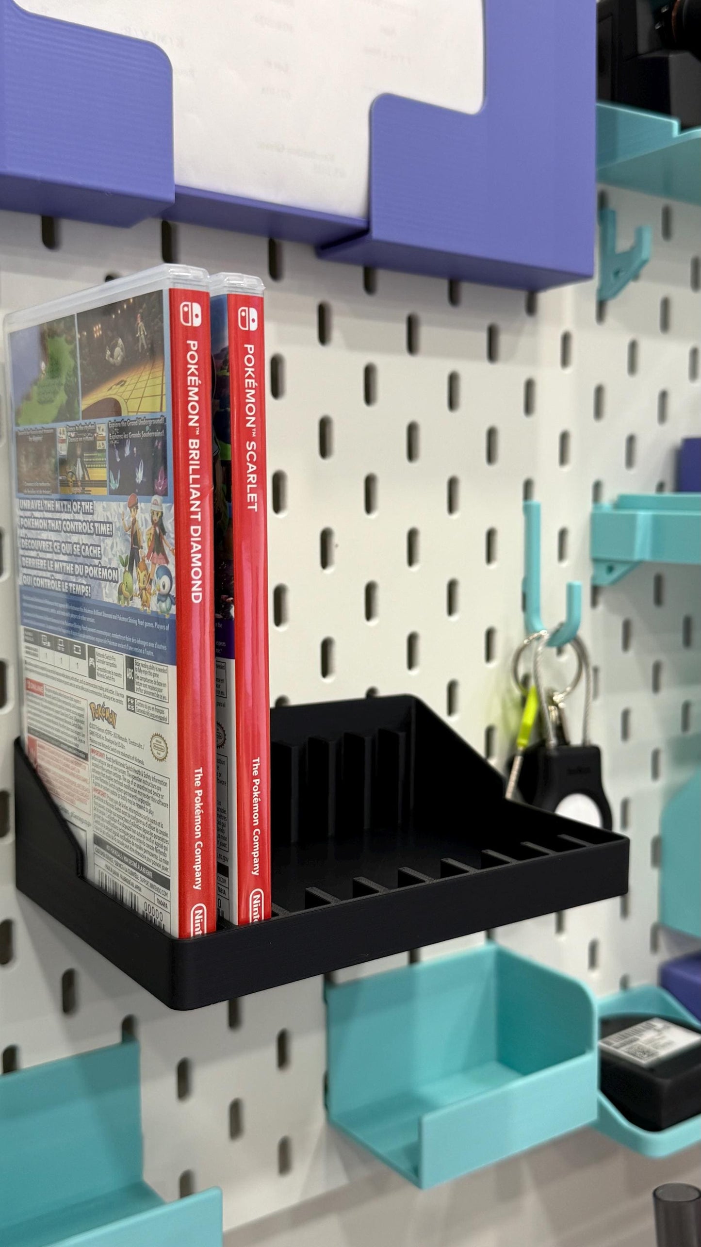 Nintendo Switch Game Box Holder – Fits 10 Cases – SKÅDIS Pegboard Compatible Storage Shelf for Game Case Organization