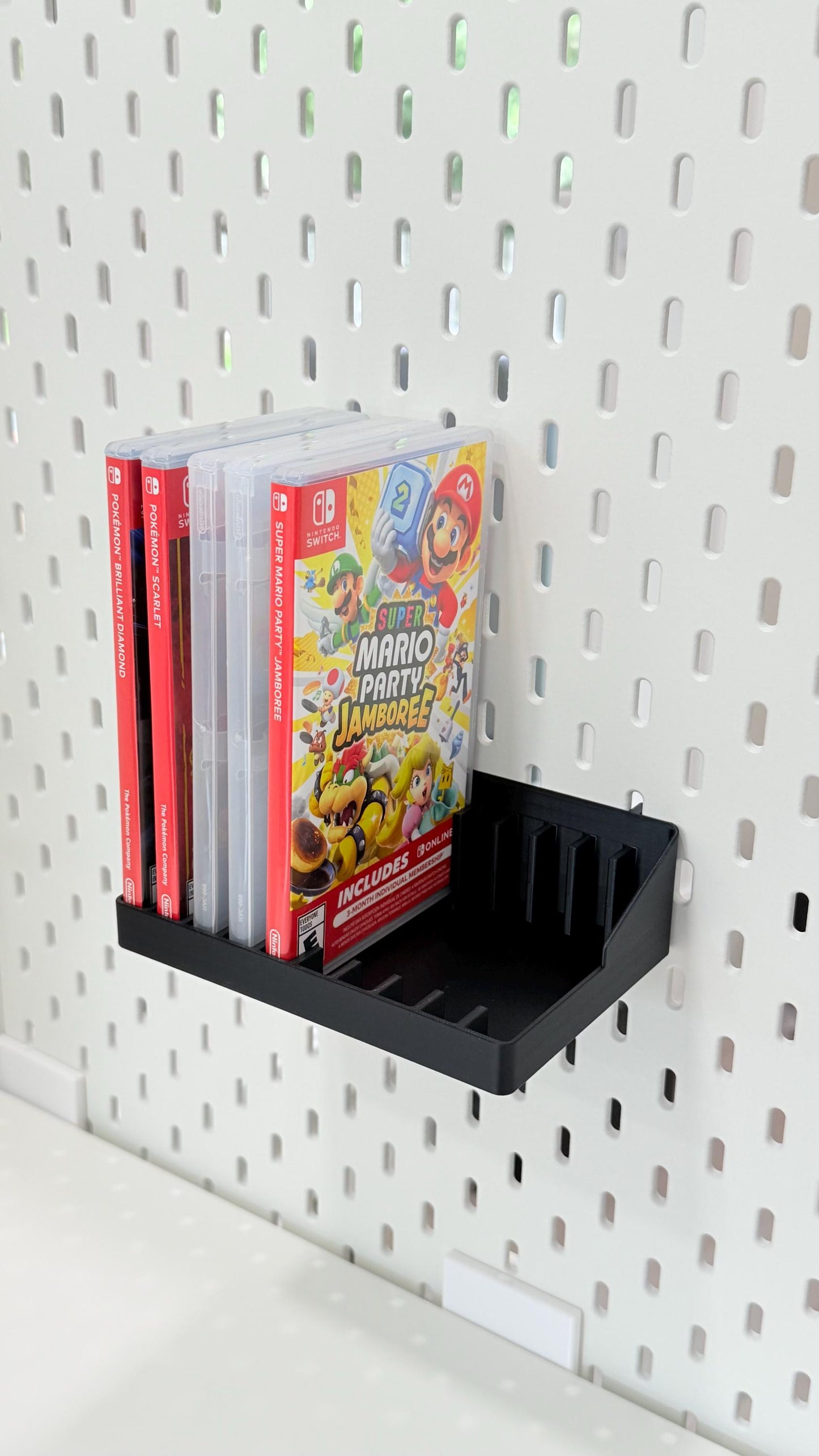 Nintendo Switch Game Box Holder – Fits 10 Cases – SKÅDIS Pegboard Compatible Storage Shelf for Game Case Organization