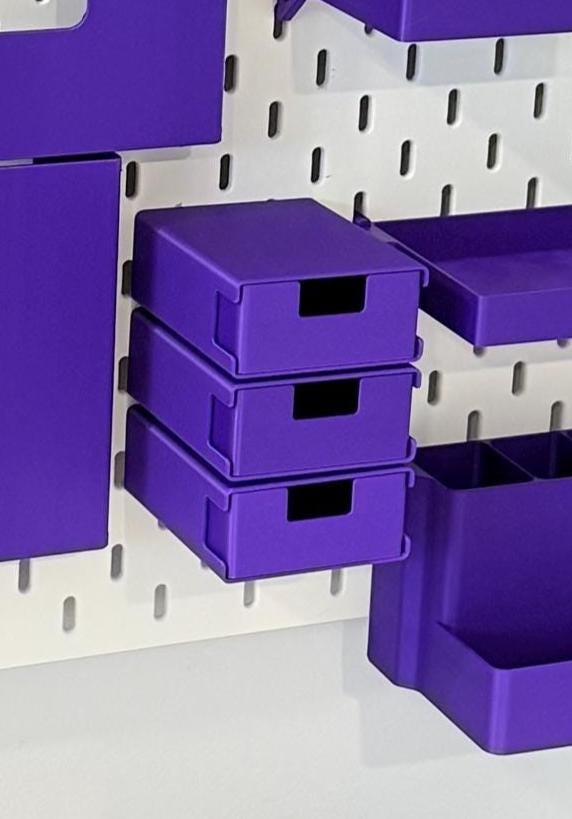 IKEA SKÅDIS Pegboard Drawers - Modular Stackable Storage Organizer - Custom Sizes & Colors - 3D Printed - 30+ Colors