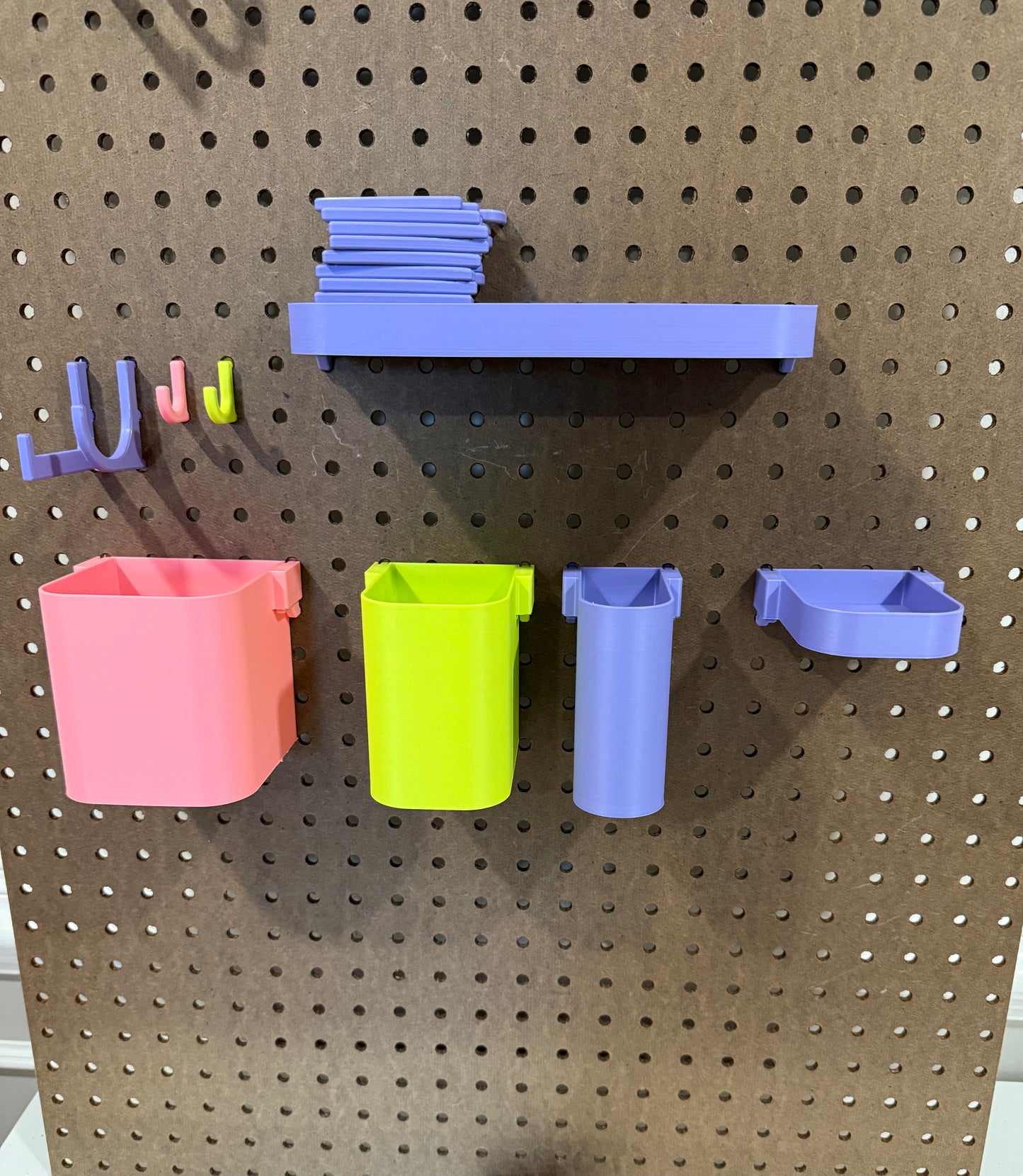 Bins in Multiple Sizes for Standard 1/4” Pegboard