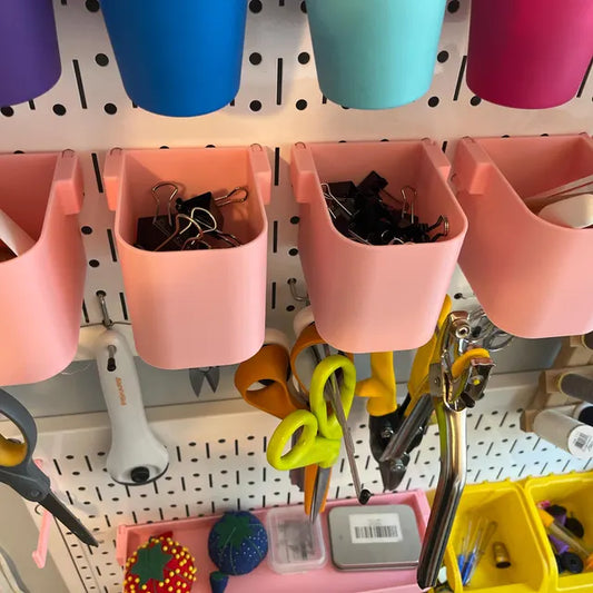 Bins in Multiple Sizes for Standard 1/4” Pegboard