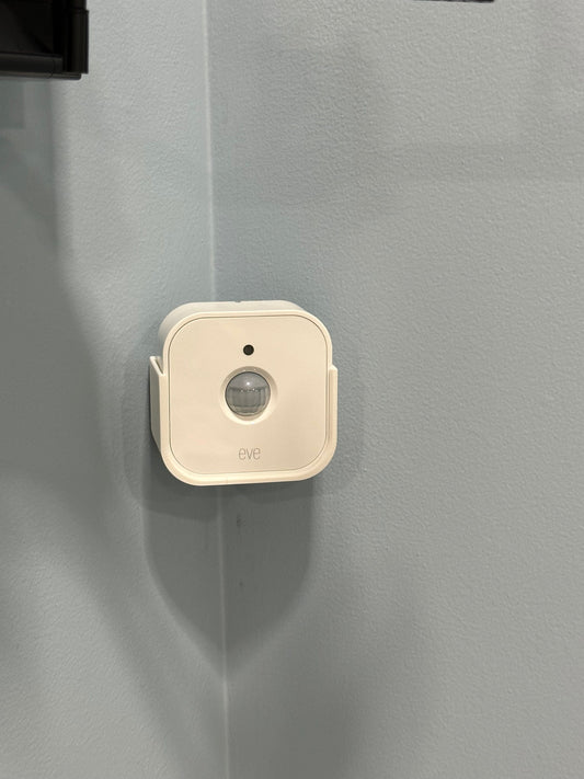 Eve Motion Sensor Mount Bracket - Indoor Outdoor Magnetic or Command Strip Install - Tilt or No Tilt Options - Secure HomeKit QR Code Access