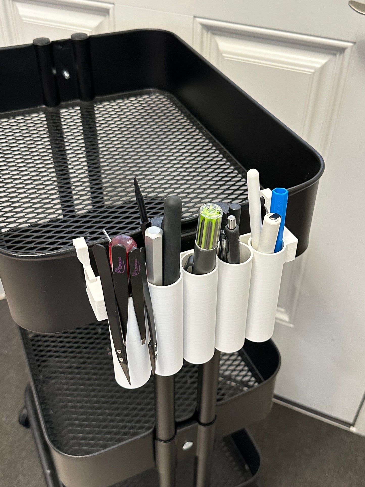 SKÅDIS Pegboard Storage Tube Organizer - 3D Printed Multi-Tube Holder for Pens, Brushes, Tools - Råskog Cart - 30+ Colors