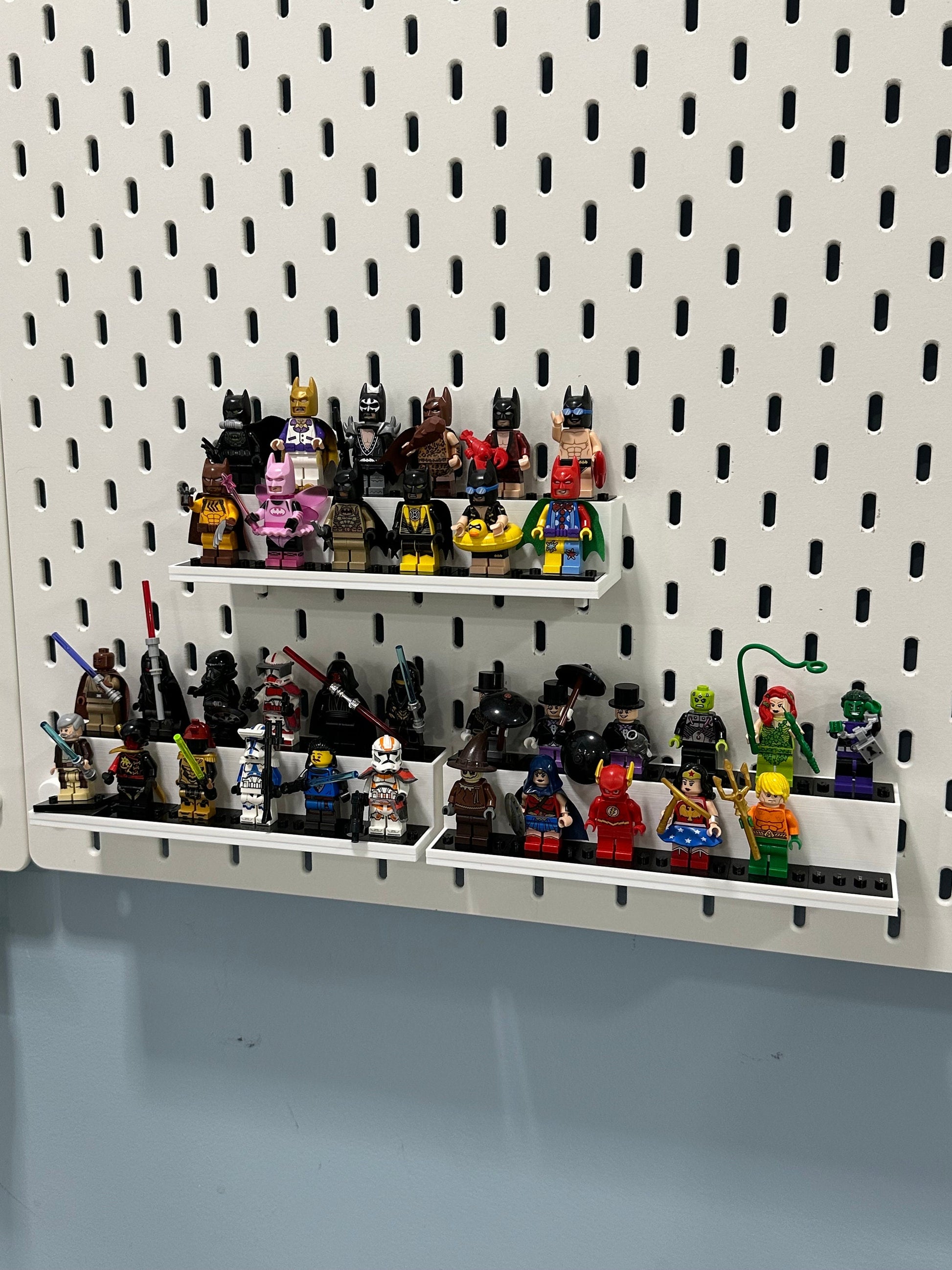Modular LEGO Minifigure Display Shelf – Choose Your Mount – 2-Tier / 12 Minifigs