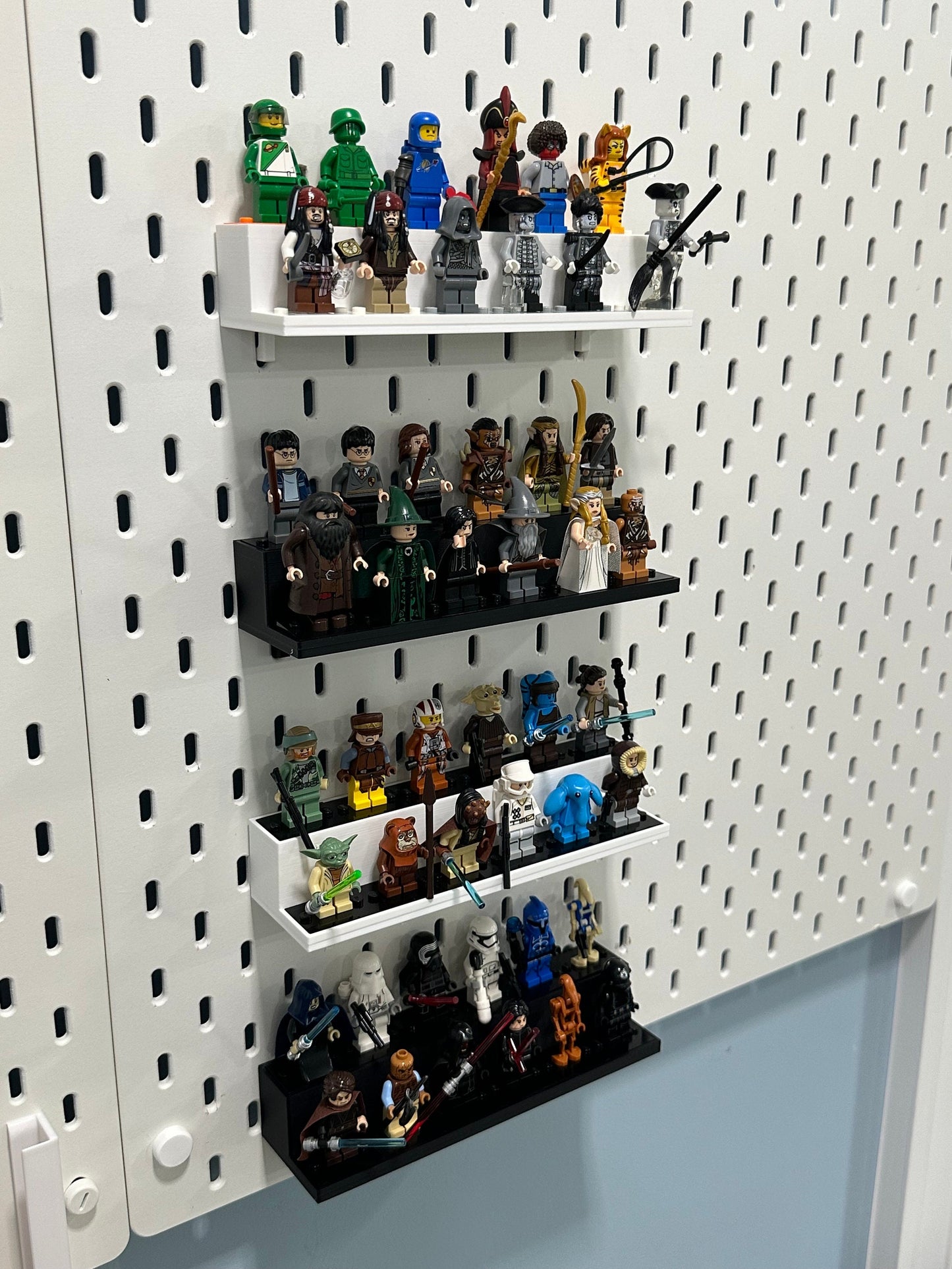 Modular LEGO Minifigure Display Shelf – Choose Your Mount – 2-Tier / 12 Minifigs