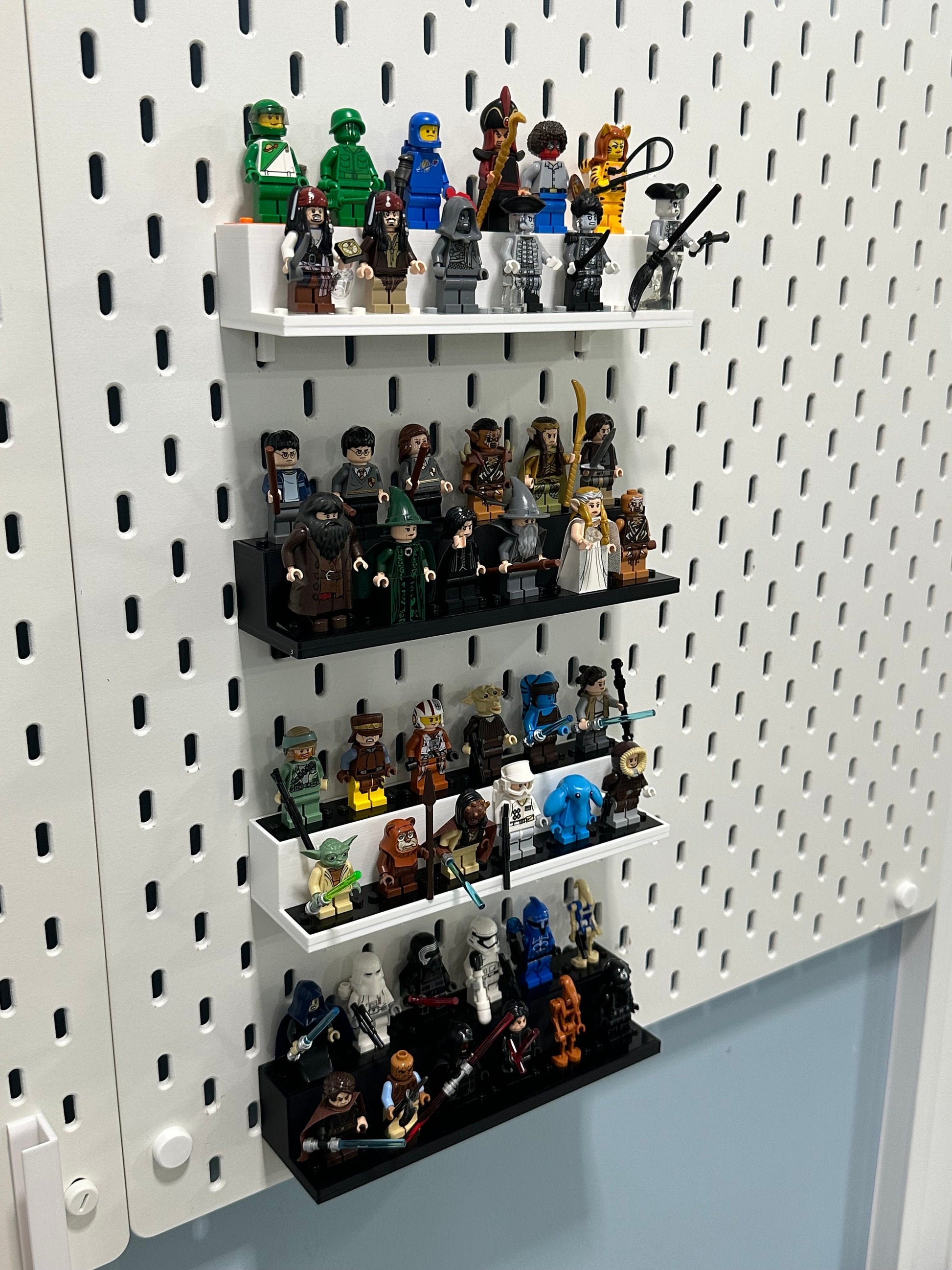 Modular LEGO Minifigure Display Shelf – Choose Your Mount – 2-Tier / 12 Minifigs