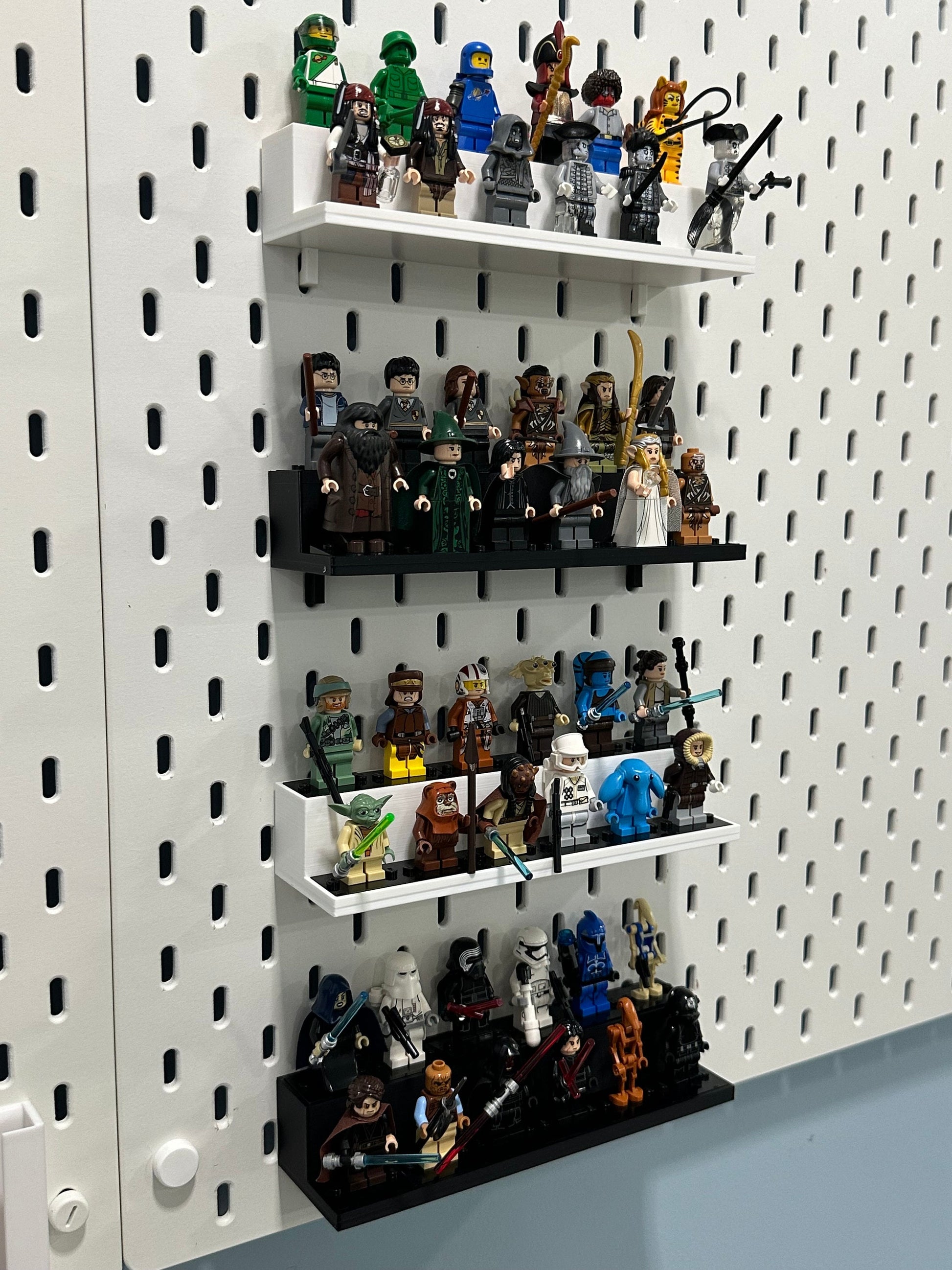 Modular LEGO Minifigure Display Shelf – Choose Your Mount – 2-Tier / 12 Minifigs