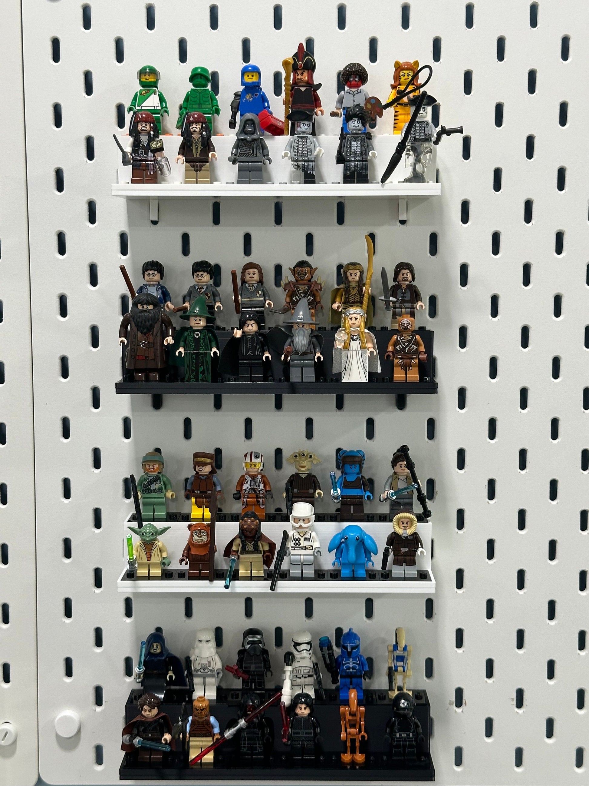 Modular LEGO Minifigure Display Shelf – Choose Your Mount – 2-Tier / 12 Minifigs
