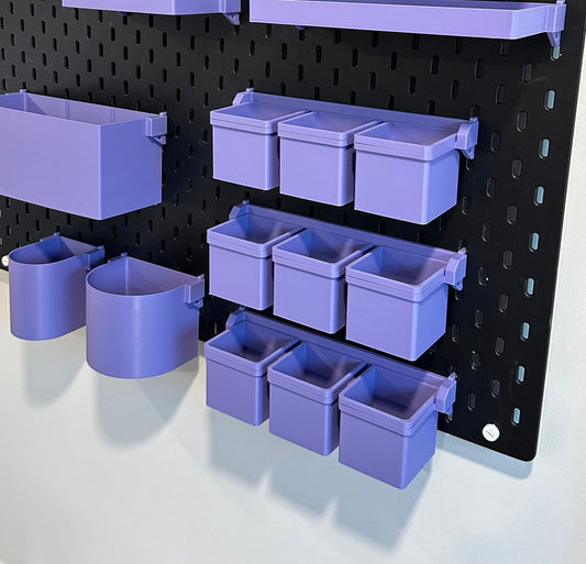 IKEA SKÅDIS 3-Bin Organizer for Pegboard or Råskog Cart - 3D Printed Drop-In Removable Bins - Crafts, Sewing - 30+ Colors