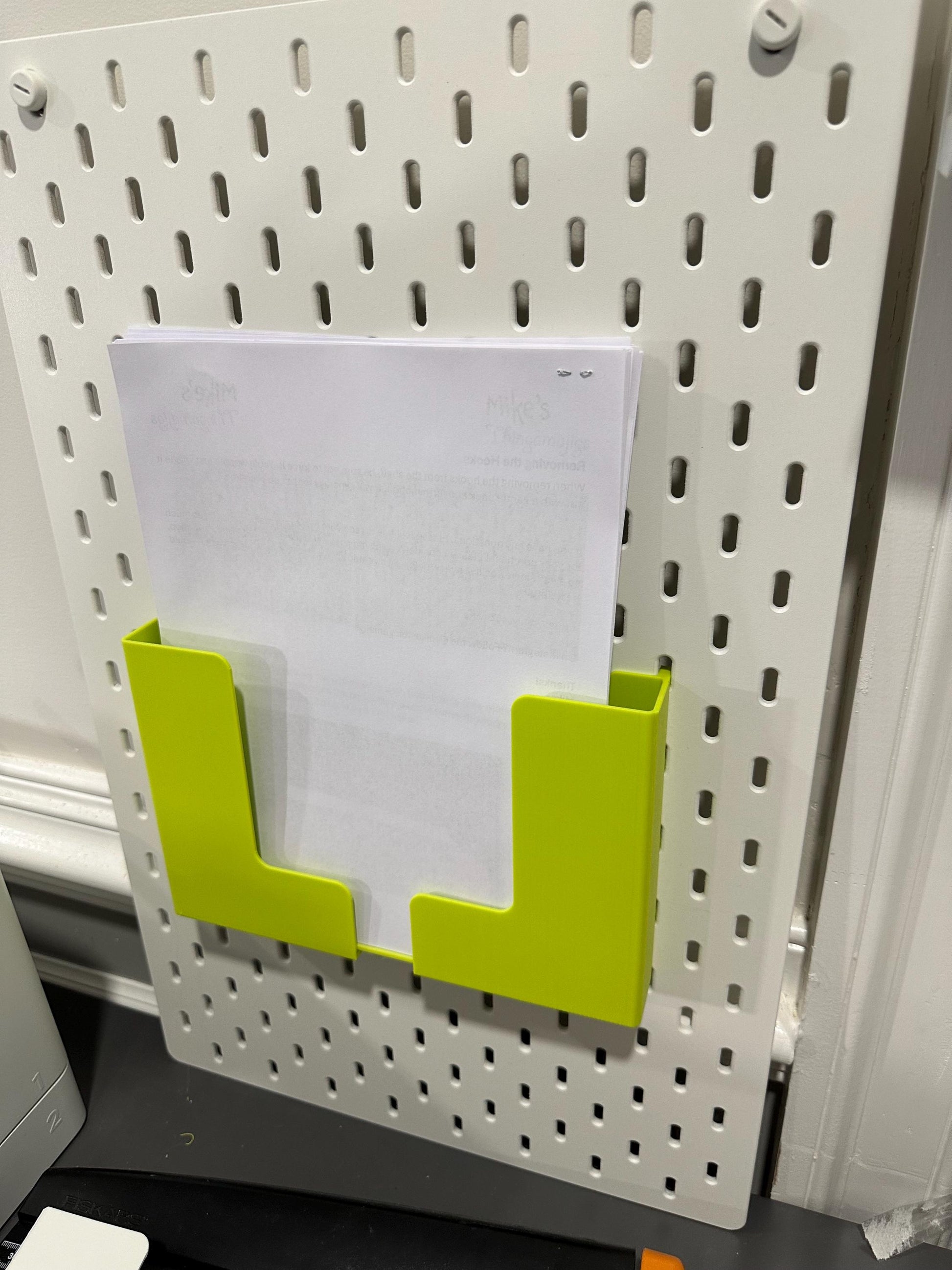 Adjustable Paper Holder for IKEA SKÅDIS Pegboard – Custom Pegboard Organizer