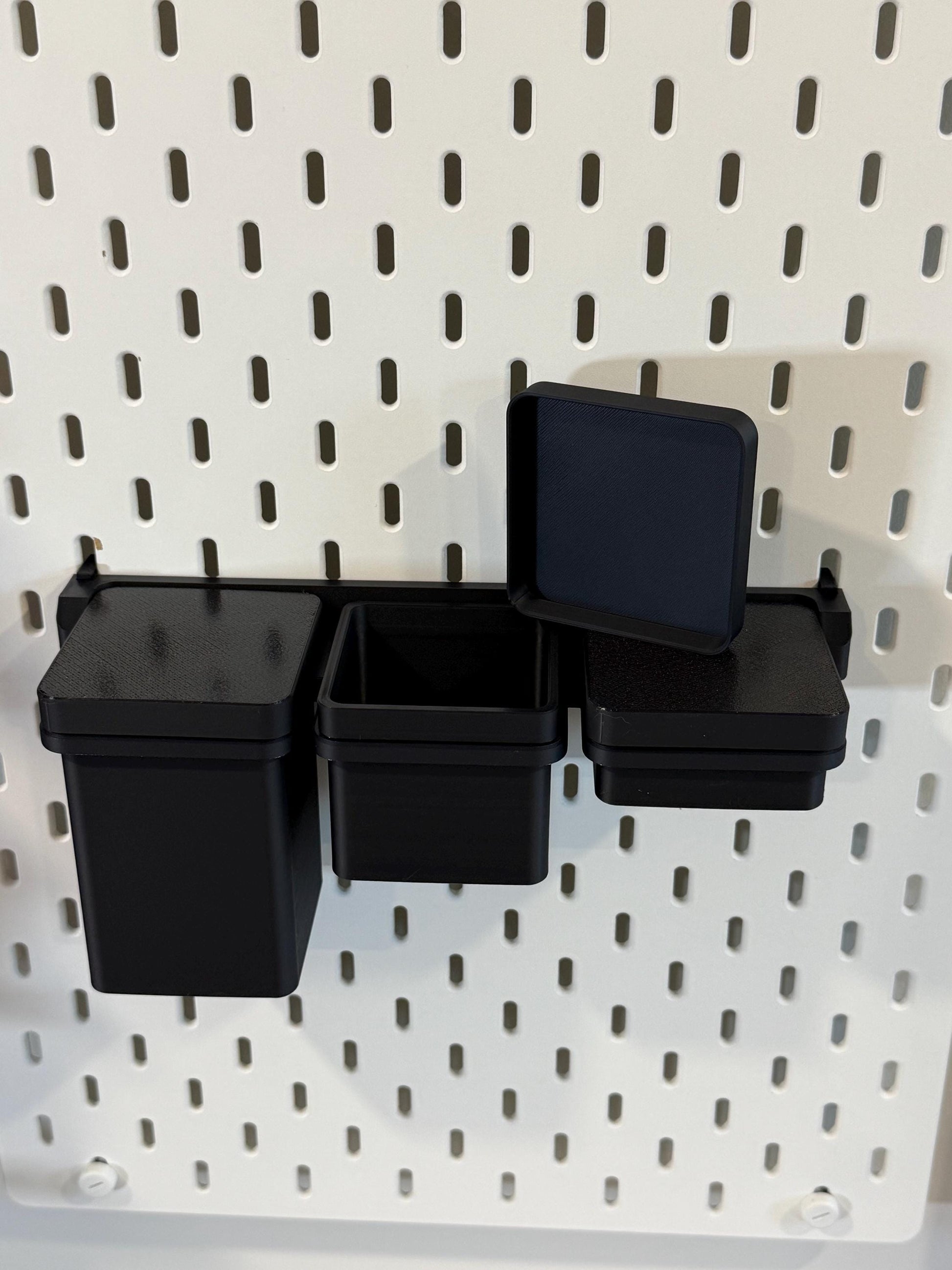 IKEA SKÅDIS 3-Bin Organizer for Pegboard or Råskog Cart - 3D Printed Drop-In Removable Bins - Crafts, Sewing - 30+ Colors