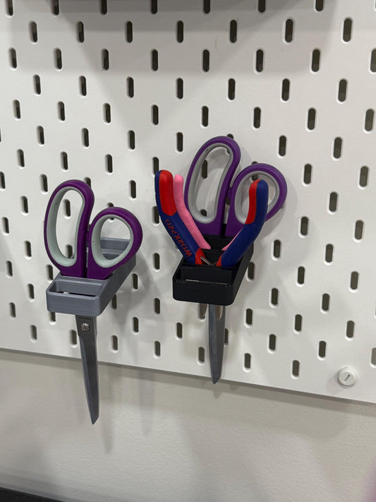 Scissor, plier, and tool holder for IKEA SKADIS pegboards