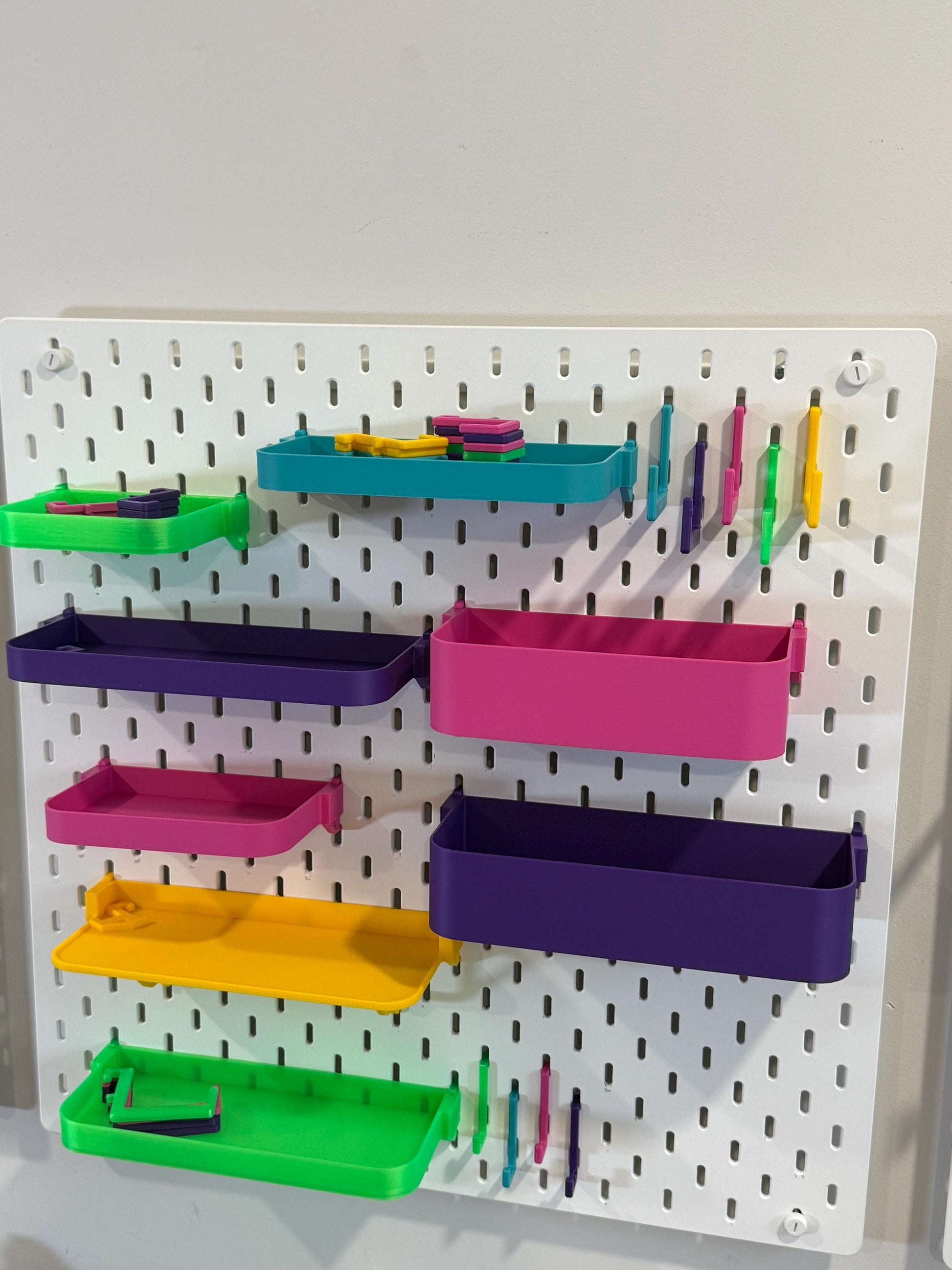 Bins in multiple sizes for IKEA SKADIS and RASKOG, unique design that works with both, 30+ colors and many sizes