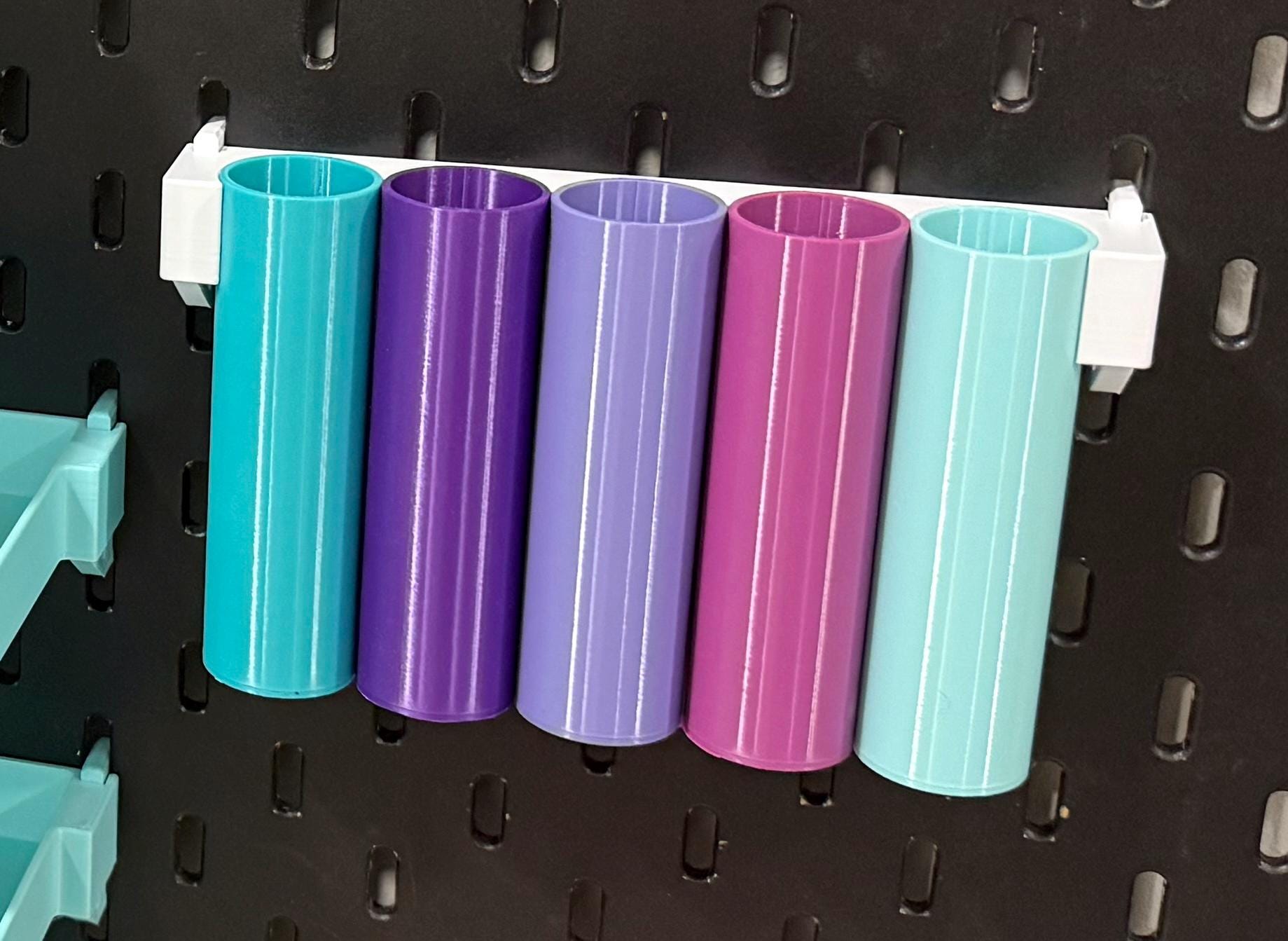 SKÅDIS Pegboard Storage Tube Organizer - 3D Printed Multi-Tube Holder for Pens, Brushes, Tools - Råskog Cart - 30+ Colors