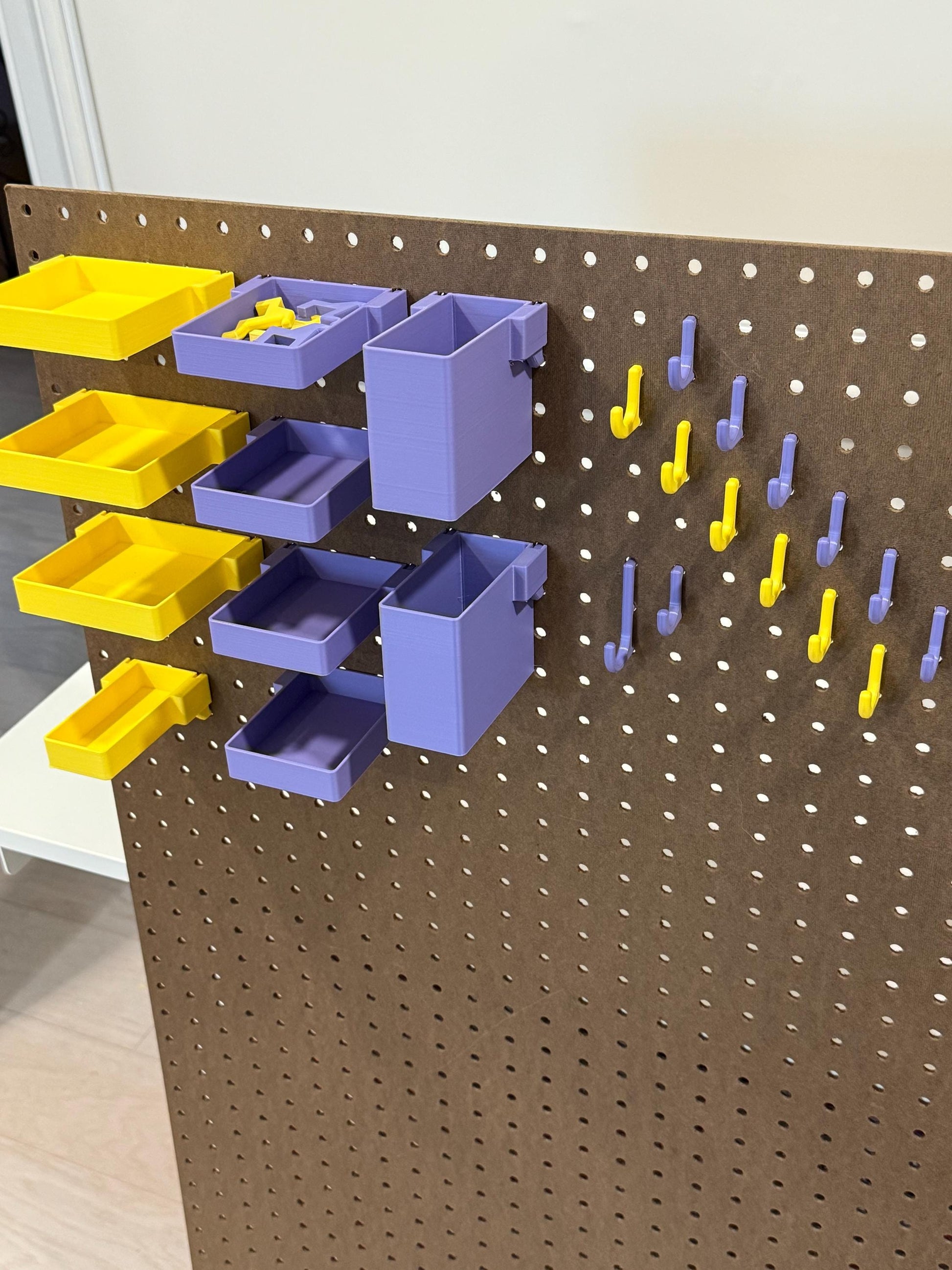 Bins in Multiple Sizes for Standard 1/4” Pegboard – Custom Pegboard Storage for Craft Room, Office, Garage Organization