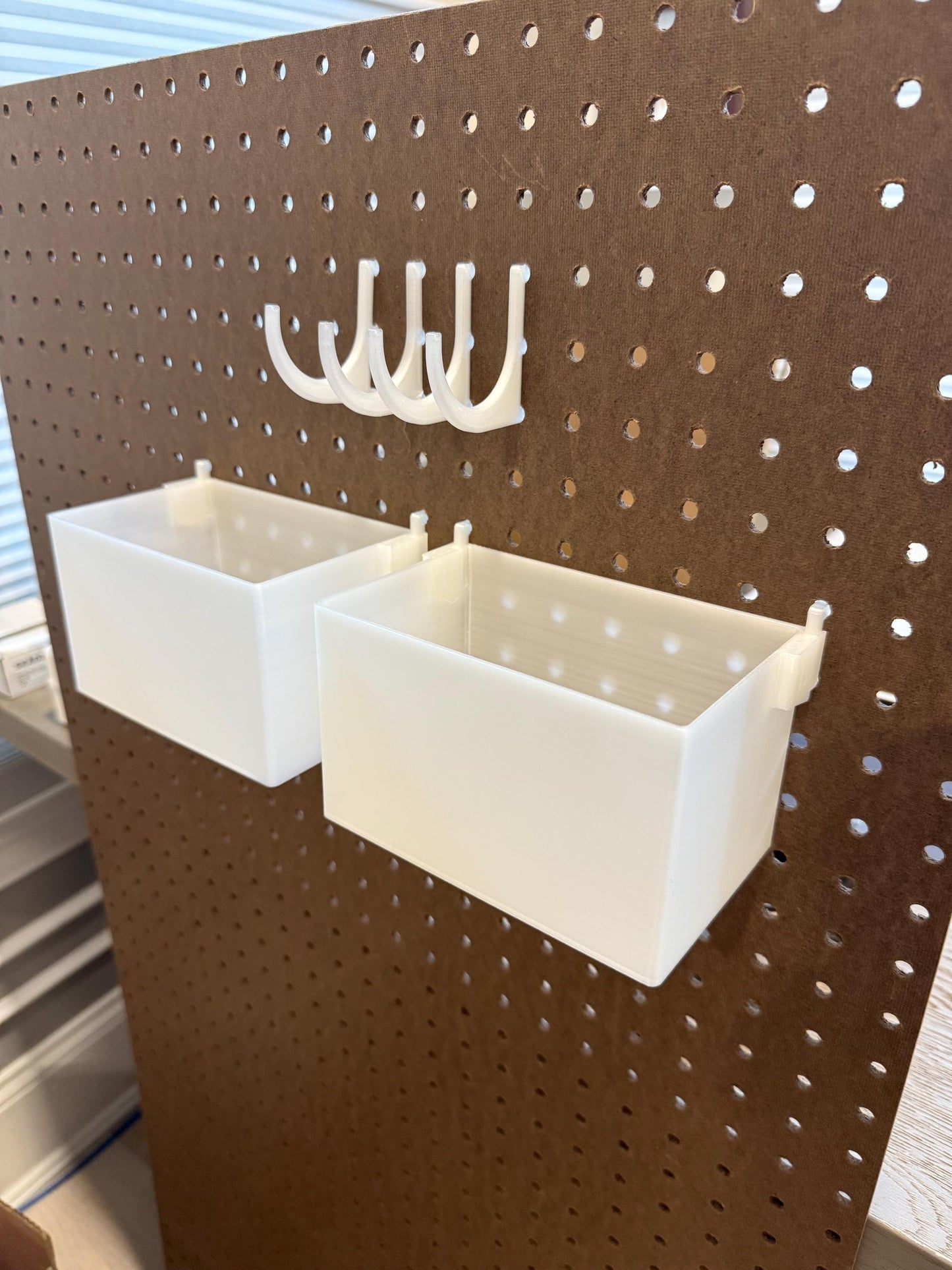 Bins in Multiple Sizes for Standard 1/4” Pegboard – Custom Pegboard Storage for Craft Room, Office, Garage Organization