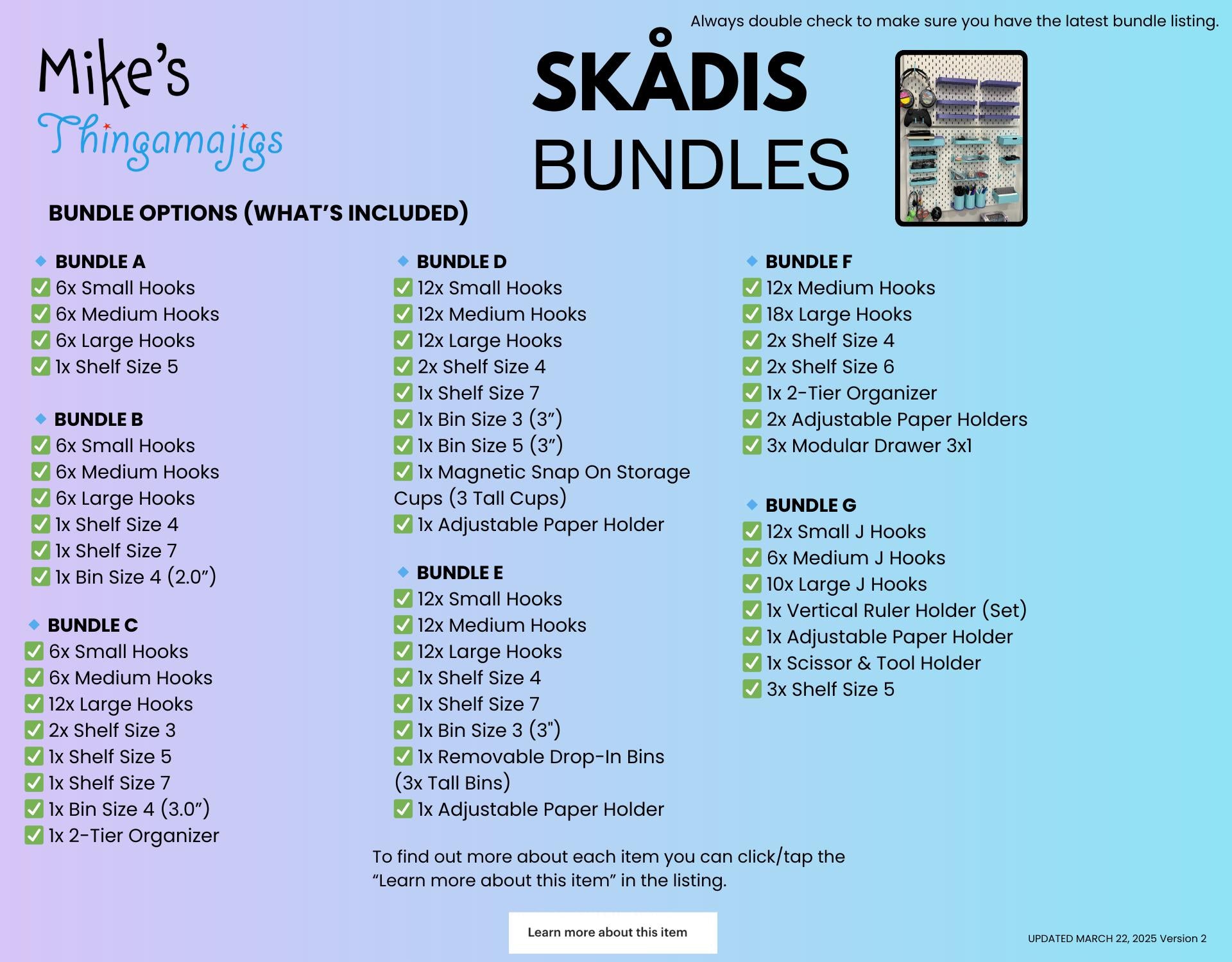 SKADIS Pegboard Accessories – Shelves, Bins, Hooks & Storage Bundles