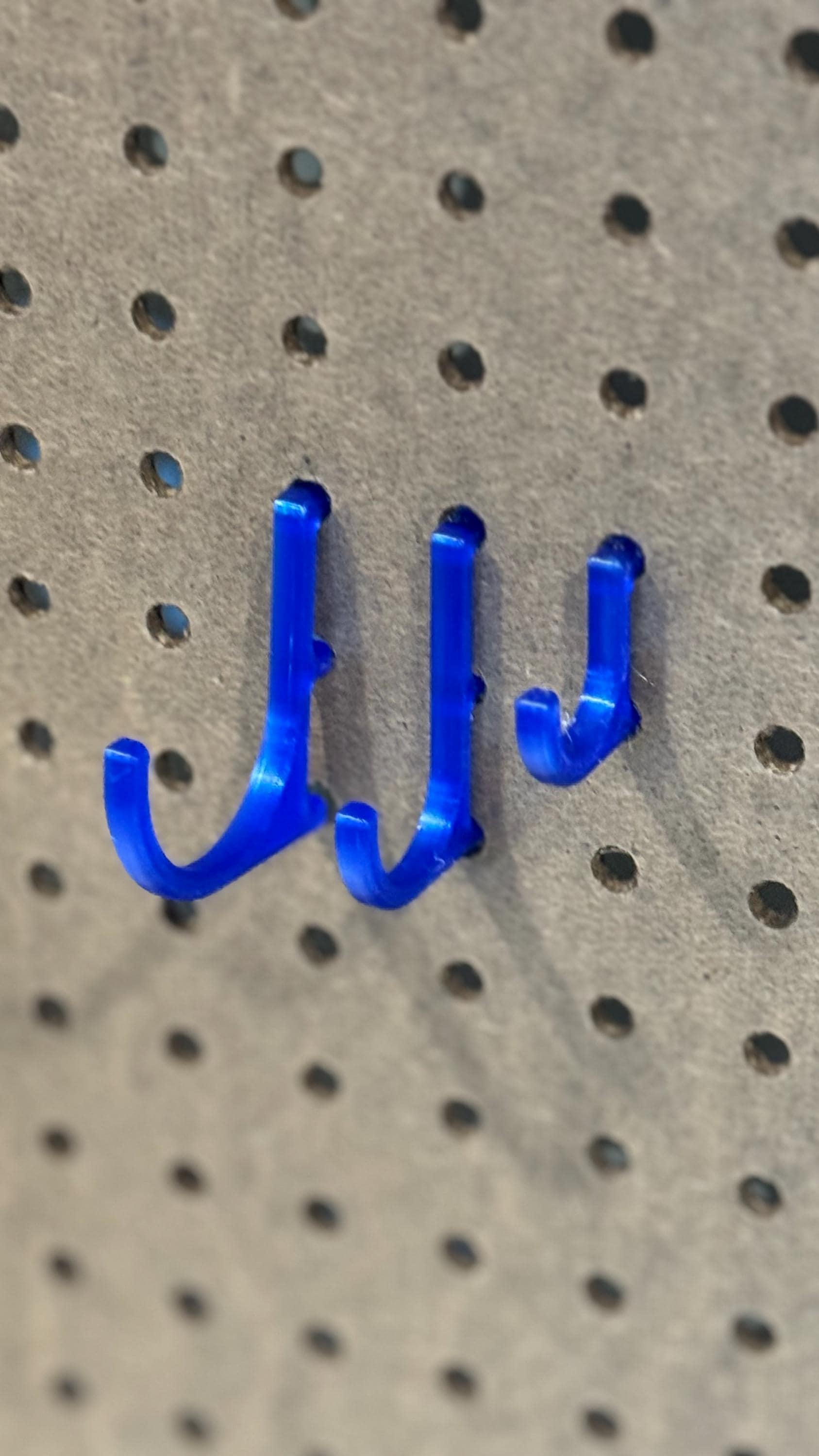 Small medium and large J hooks for 1/4 inch pegboards