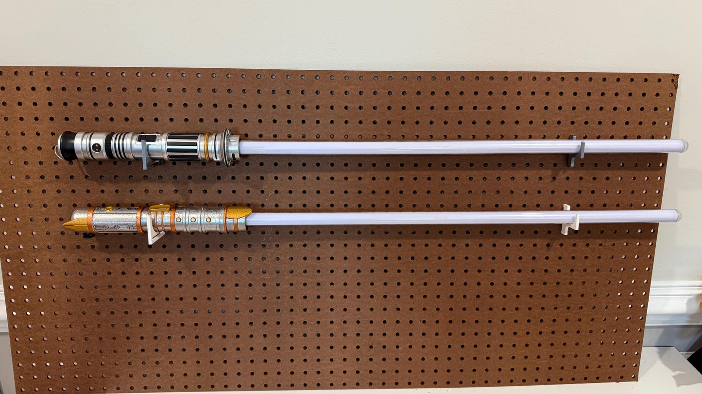 Lightsaber Mount – Hilt + Blade Display Hook Set (Fits 1/4” Pegboard)