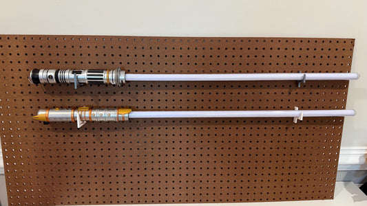 Lightsaber Mount – Hilt + Blade Display Hook Set (Fits 1/4” Pegboard)