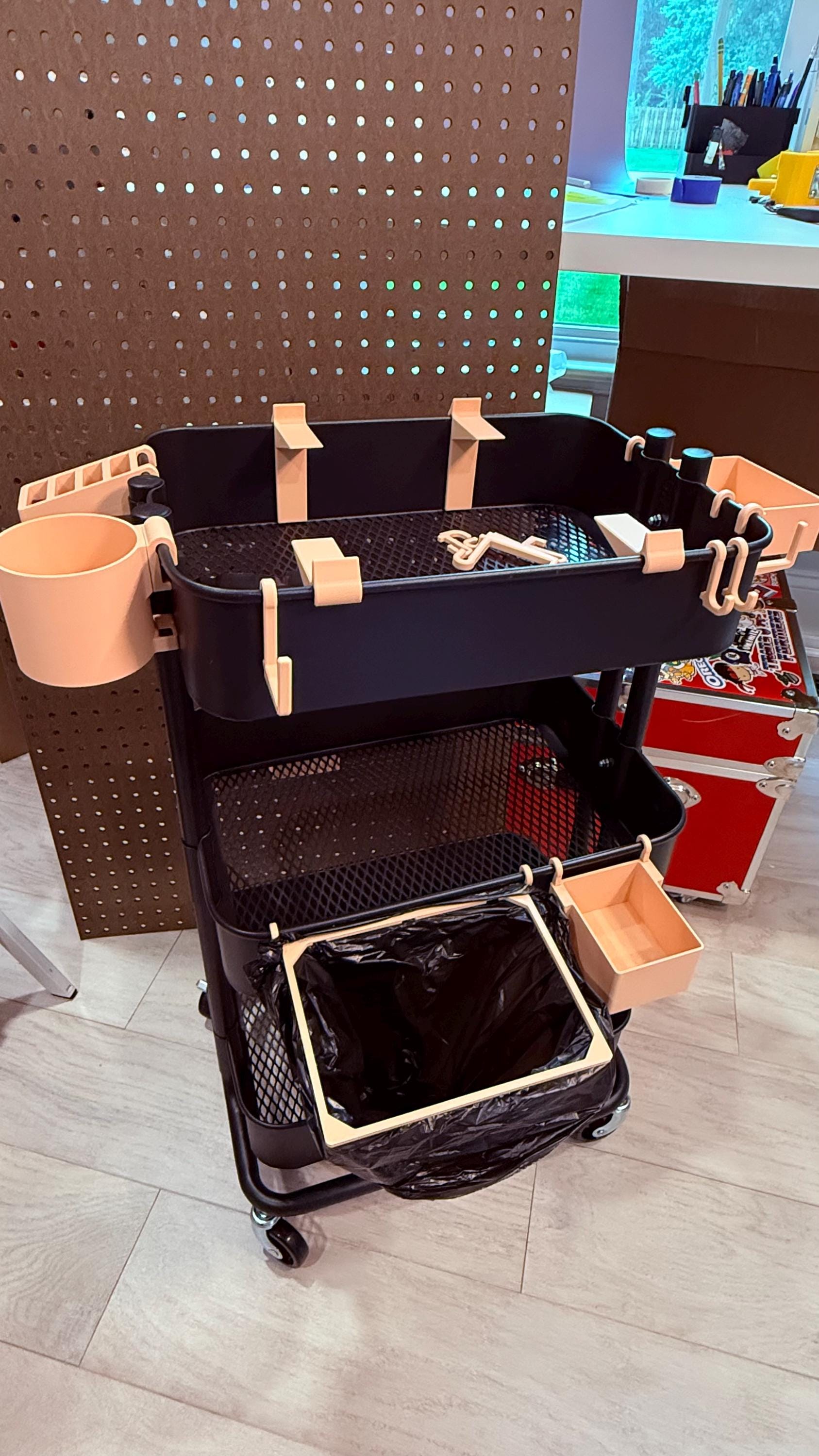 IKEA RÅSKOG Cart Custom Accessories: Shelves, Bins, Hooks, Trash Bag Holder