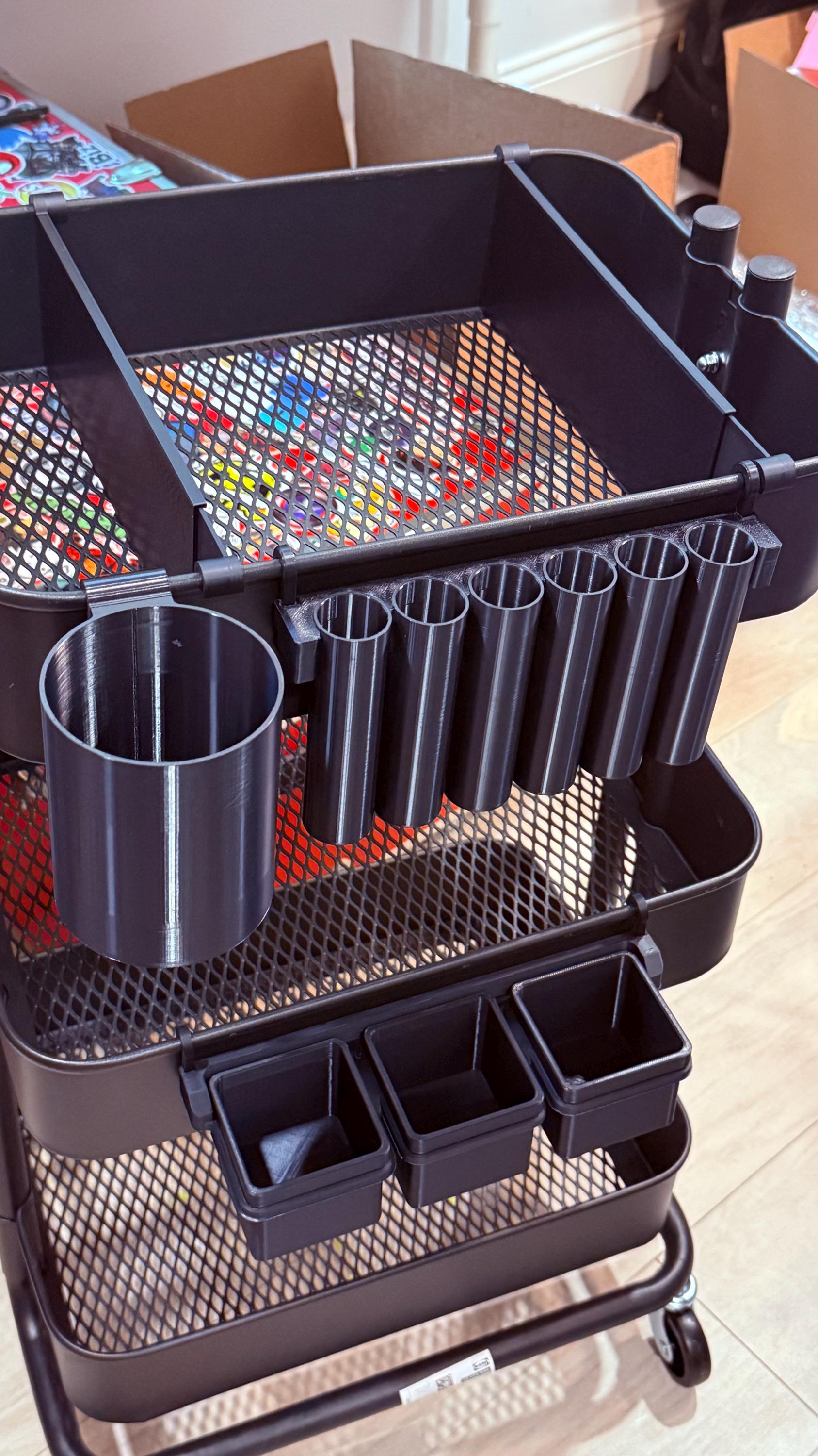 SKÅDIS Pegboard Storage Tube Organizer - 3D Printed Multi-Tube Holder for Pens, Brushes, Tools - Råskog Cart - 30+ Colors