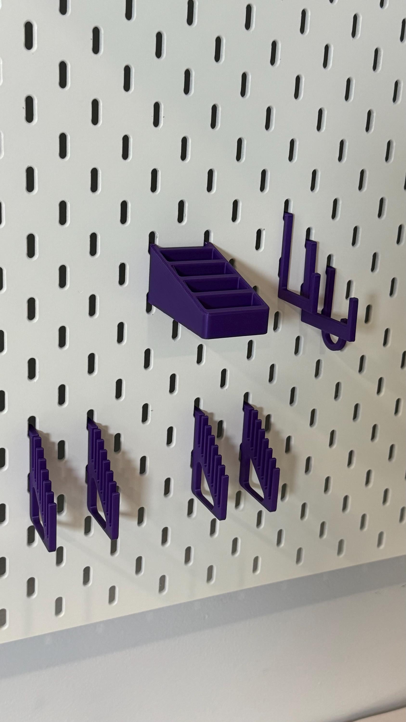 Ruler Holder for IKEA SKÅDIS Pegboards - 3D Printed Quilting, Sewing and Drafting Tool Organizer - 30+ Colors - Holds up to 7 Rulers