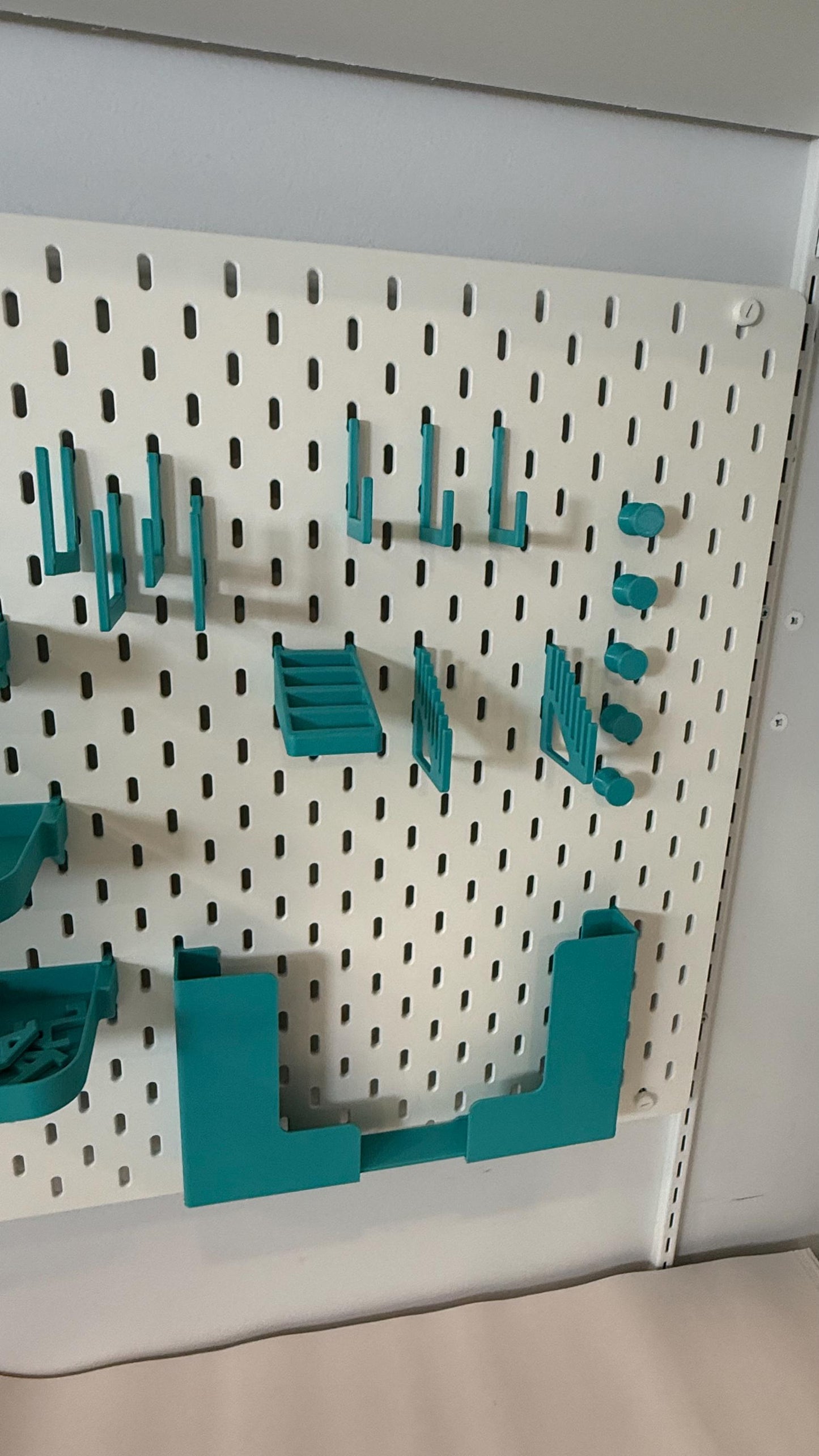 Ruler Holder for IKEA SKÅDIS Pegboards - 3D Printed Quilting, Sewing and Drafting Tool Organizer - 30+ Colors - Holds up to 7 Rulers