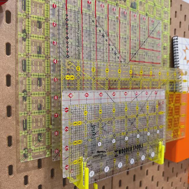 Ruler Holder for IKEA SKÅDIS Pegboards - 3D Printed Quilting, Sewing and Drafting Tool Organizer - 30+ Colors - Holds up to 7 Rulers