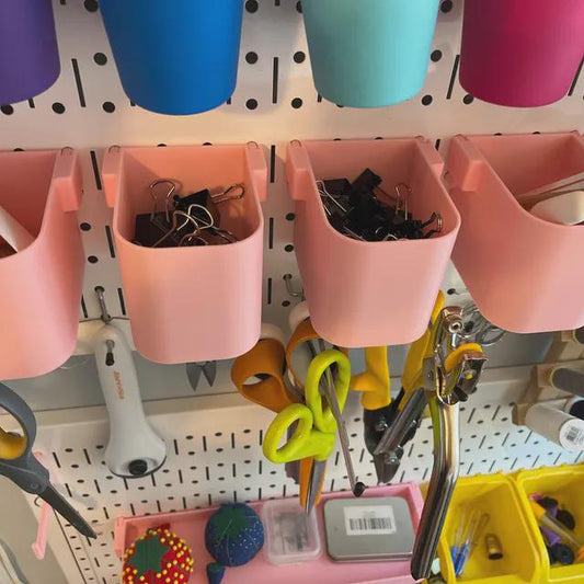 Pegboard Bins for Standard 1/4" Holes - 3D Printed Custom Sizes - Tool, Craft Room and Garage Storage Organizer - 30+ Colors