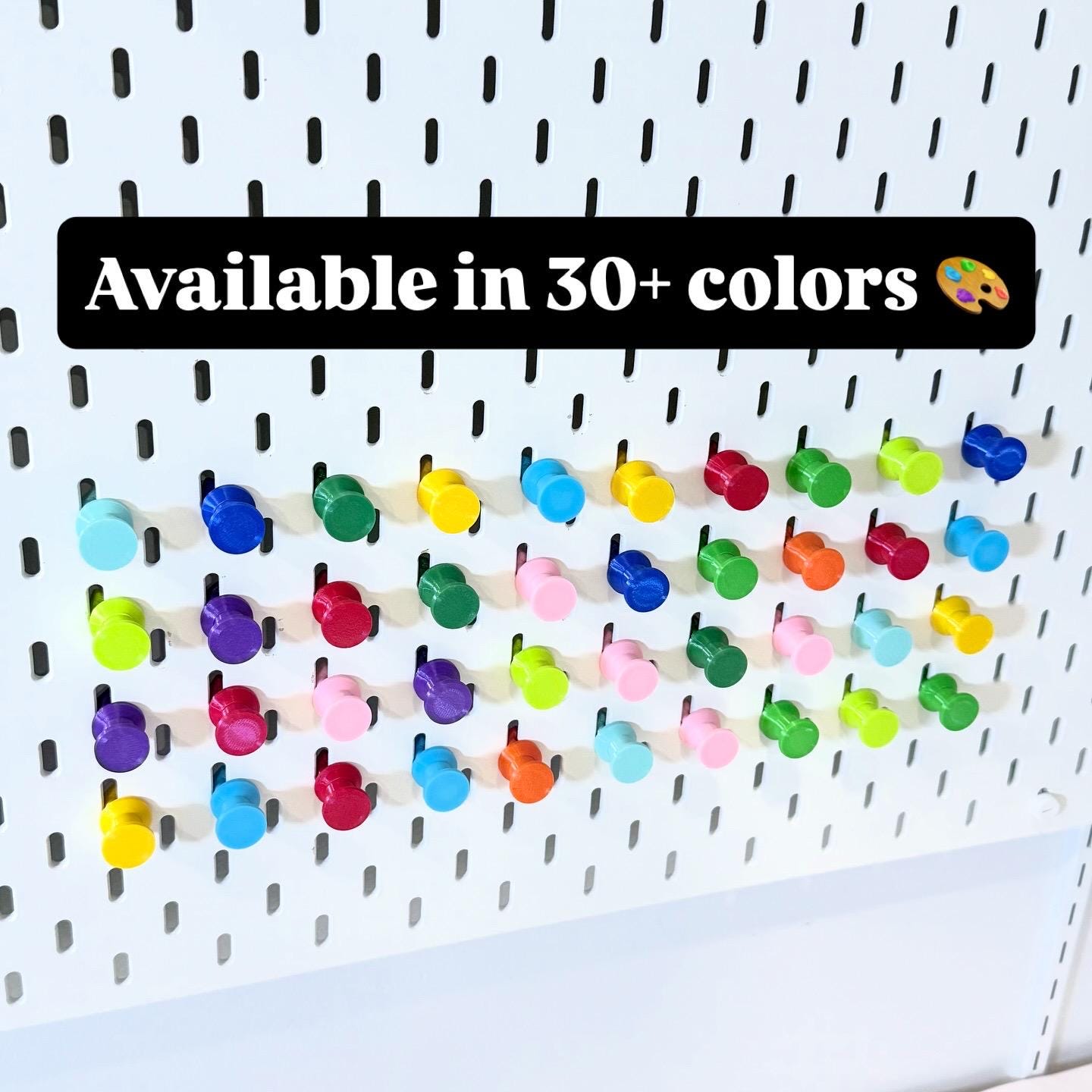 Magnetic Pegs for IKEA SKÅDIS Pegboards - 3D Printed Push Pins with Neodymium Magnets - Photo, Note and Memo Holder - 30+ Colors
