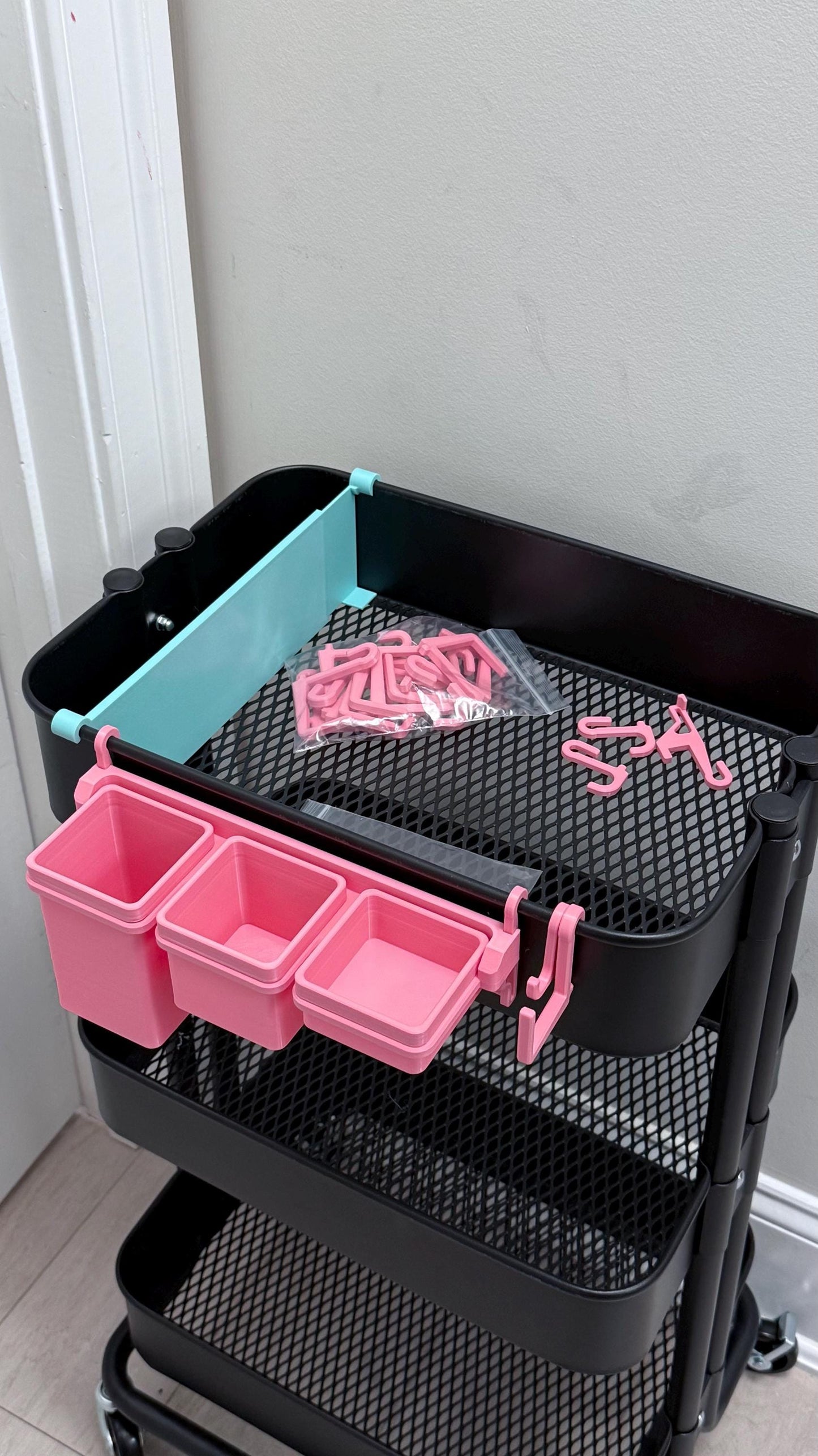 IKEA SKÅDIS 3-Bin Organizer for Pegboard or Råskog Cart - 3D Printed Drop-In Removable Bins - Crafts, Sewing - 30+ Colors