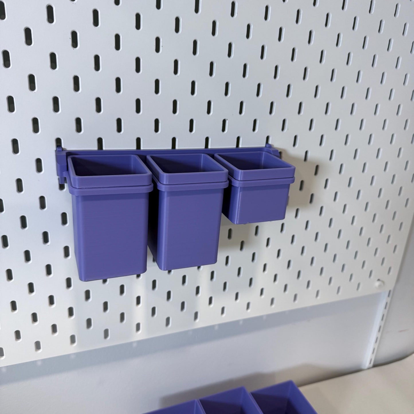 IKEA SKÅDIS 3-Bin Organizer for Pegboard or Råskog Cart - 3D Printed Drop-In Removable Bins - Crafts, Sewing - 30+ Colors