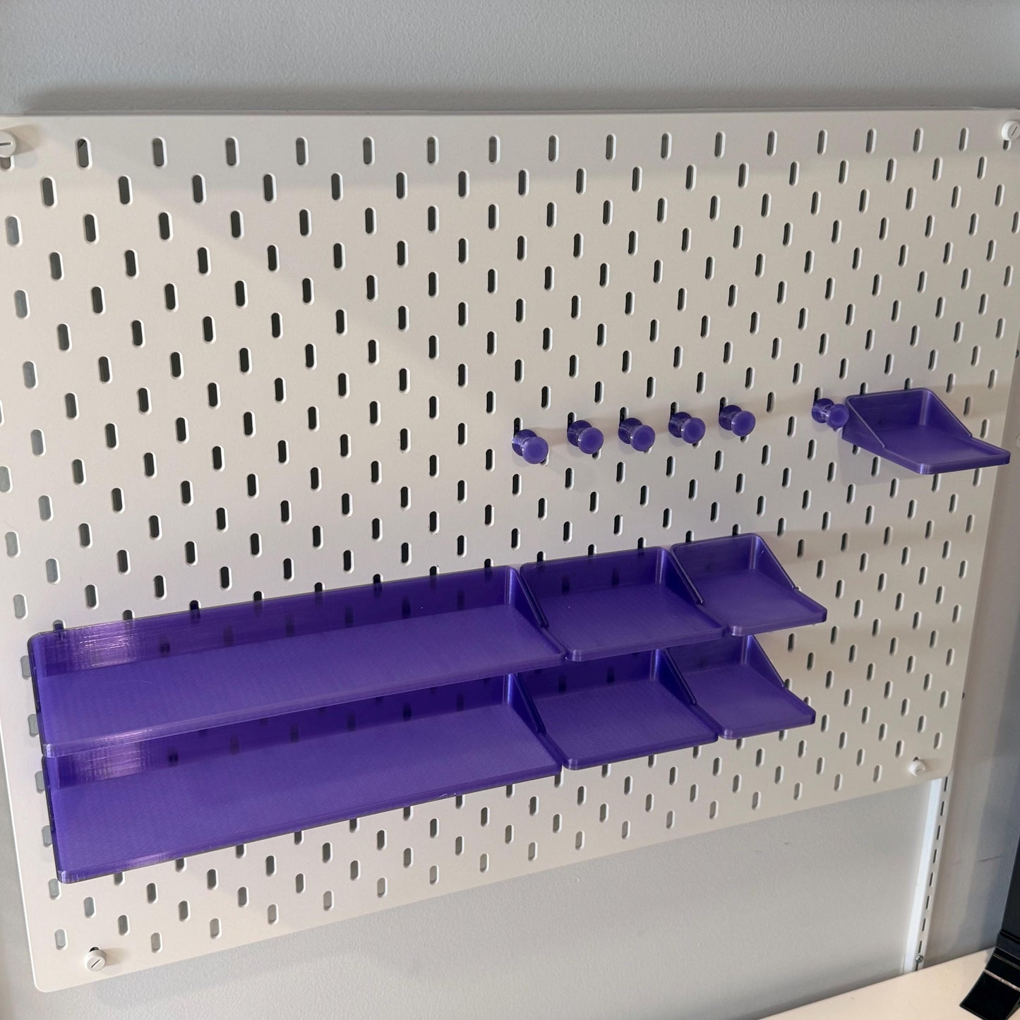 SKÅDIS Pegboard Shelf with Built-In Hooks - 3D Printed One-Piece Clean-Fit Design - 7 Sizes, 2 Depths - 30+ Colors