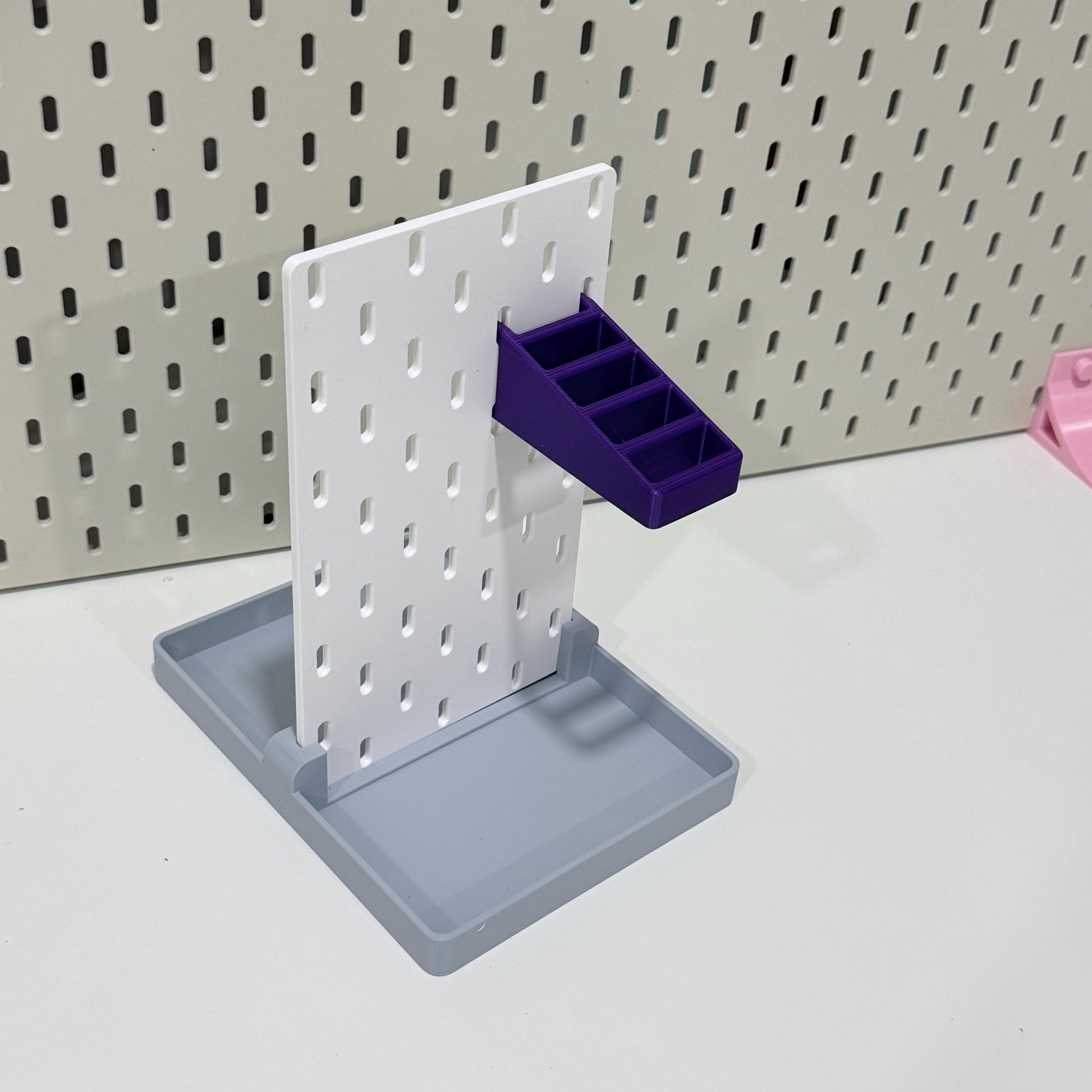 Freestanding SKÅDIS Desktop Pegboard - 3D Printed Desk Organizer with Modular Tray - Office, Crafts, Vanity - 30+ Colors
