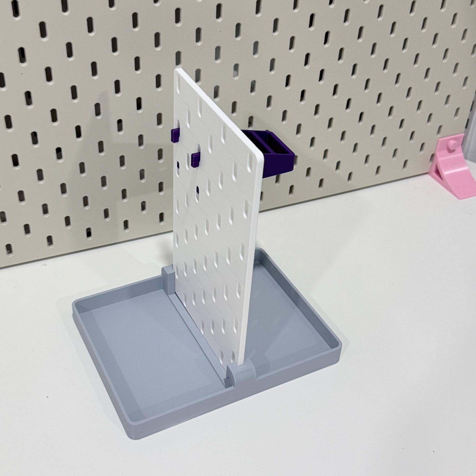 Freestanding SKÅDIS Desktop Pegboard - 3D Printed Desk Organizer with Modular Tray - Office, Crafts, Vanity - 30+ Colors