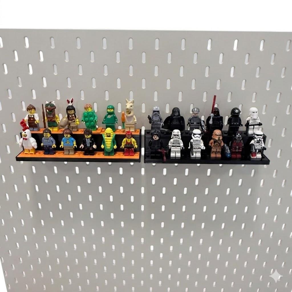 Modular LEGO Minifigure Display Shelf – Choose Your Mount – 2-Tier / 12 Minifigs