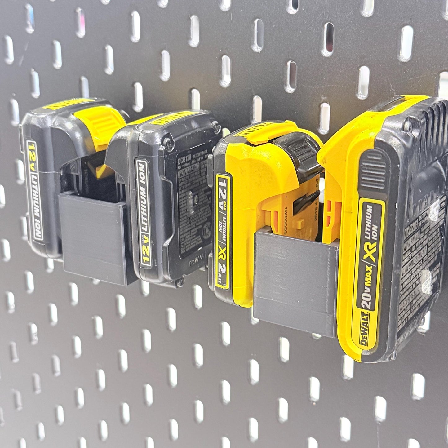 DeWalt Battery Holder – Dual – IKEA SKÅDIS Mount – 20V MAX Compact & Standard