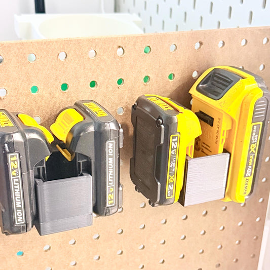 DeWalt Battery Holder – Dual – Pegboard Mount – 20V MAX Compact & Standard