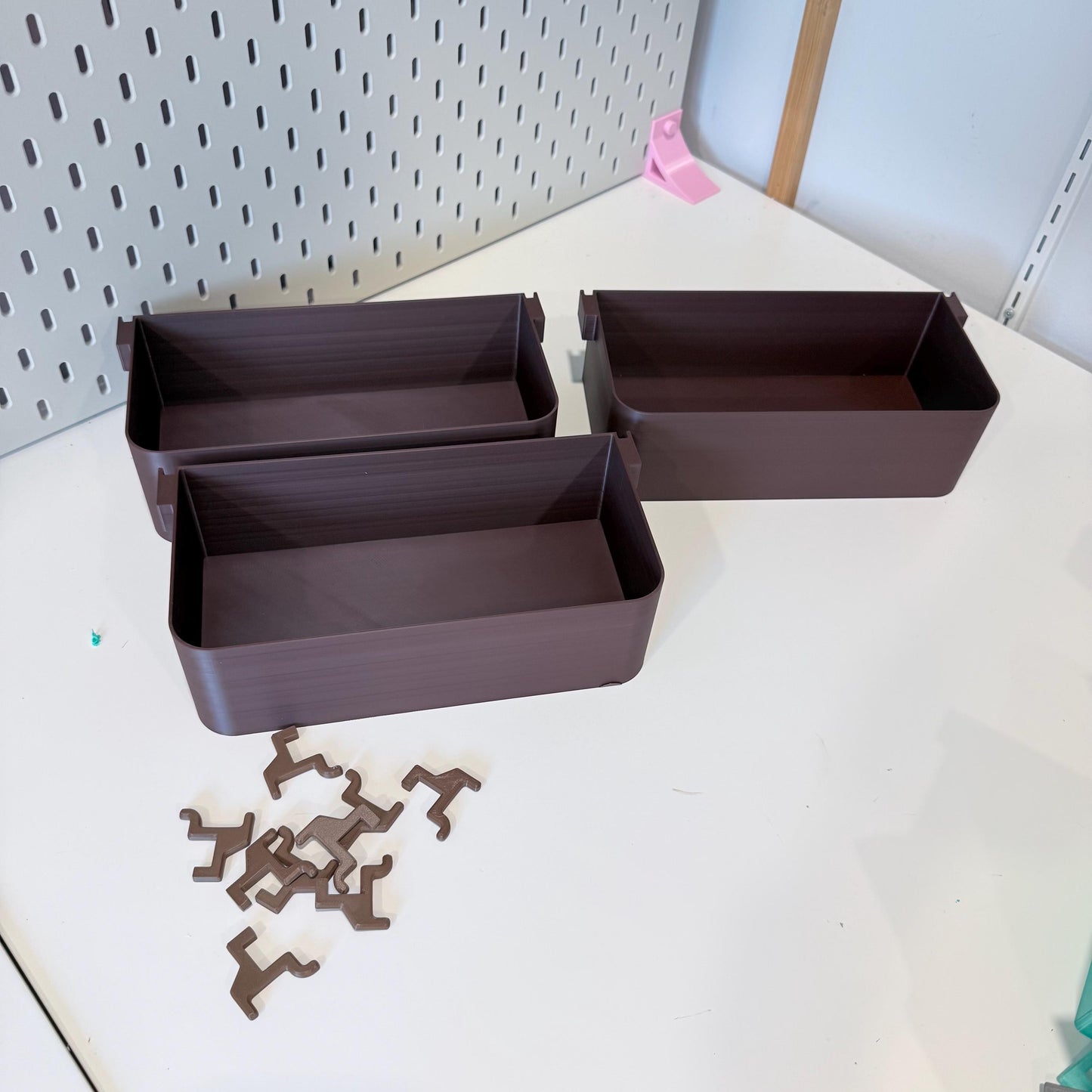 Pegboard Bins for Standard 1/4" Holes - 3D Printed Custom Sizes - Tool, Craft Room and Garage Storage Organizer - 30+ Colors