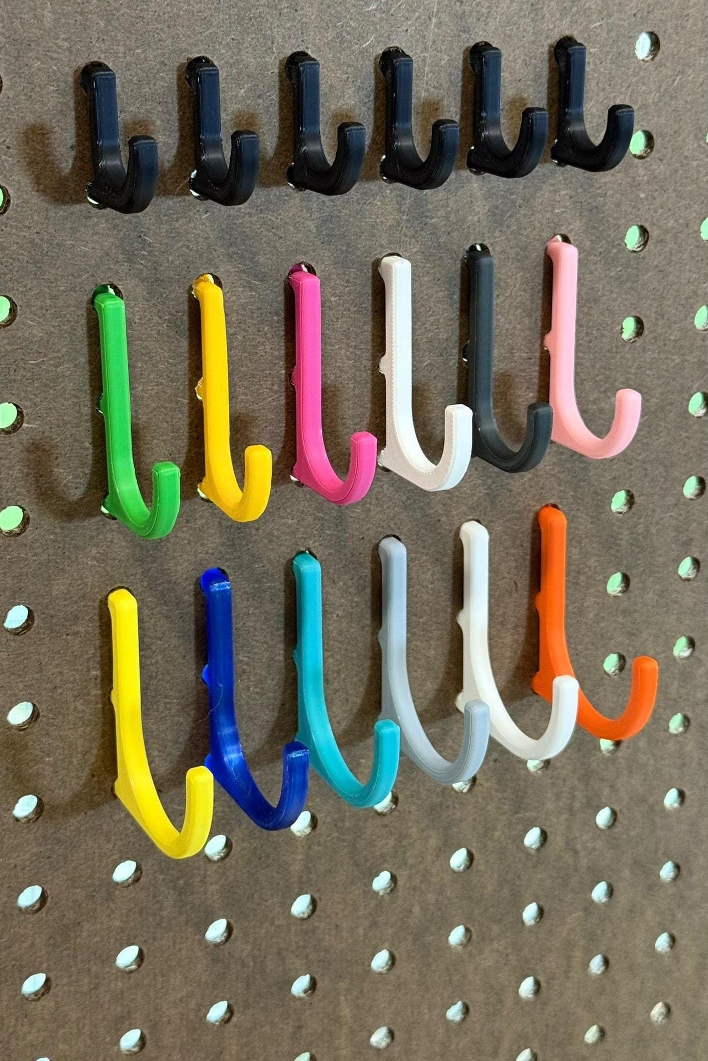 Pegboard Hooks: Multi-Purpose Durable Office, Craft Room, Kitchen Organizer - 3D Printed