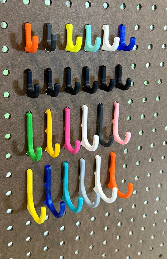 Pegboard Hooks: Multi-Purpose Durable Office, Craft Room, Kitchen Organizer - 3D Printed