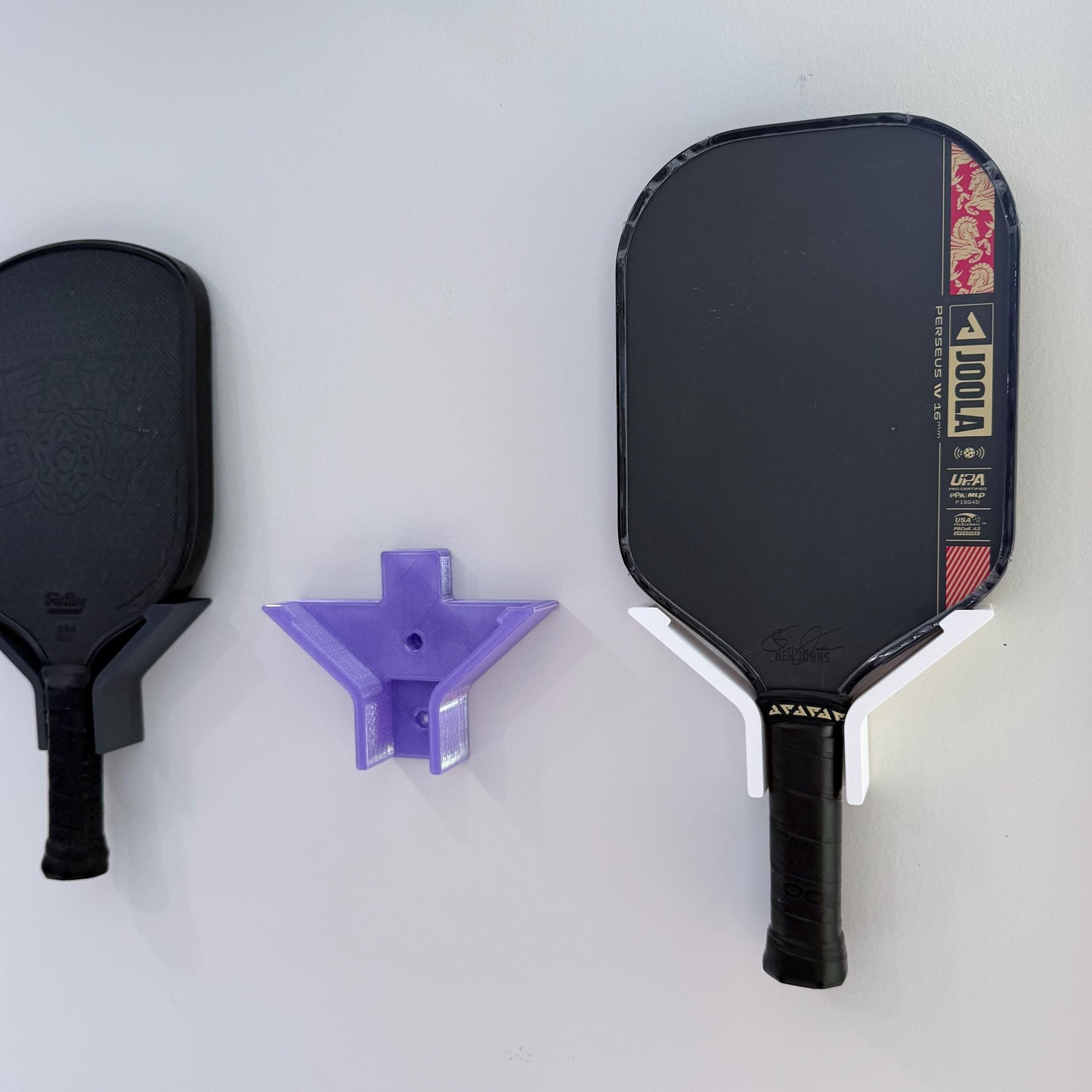 Pickleball Paddle Wall Mount - 3D Printed with Screw or Command Strip Install - Universal Paddle Fit - 30+ Colors
